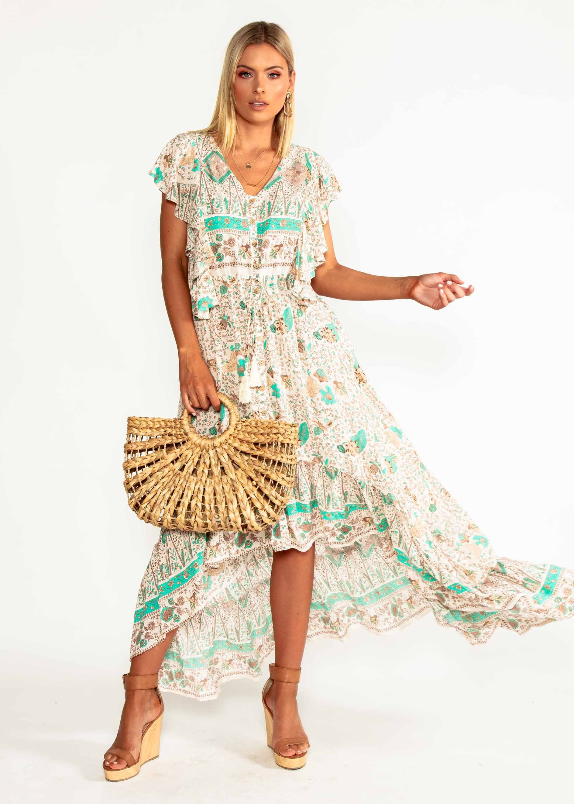 Marley Hi-Lo Maxi Dress - Hummingbird Sage
