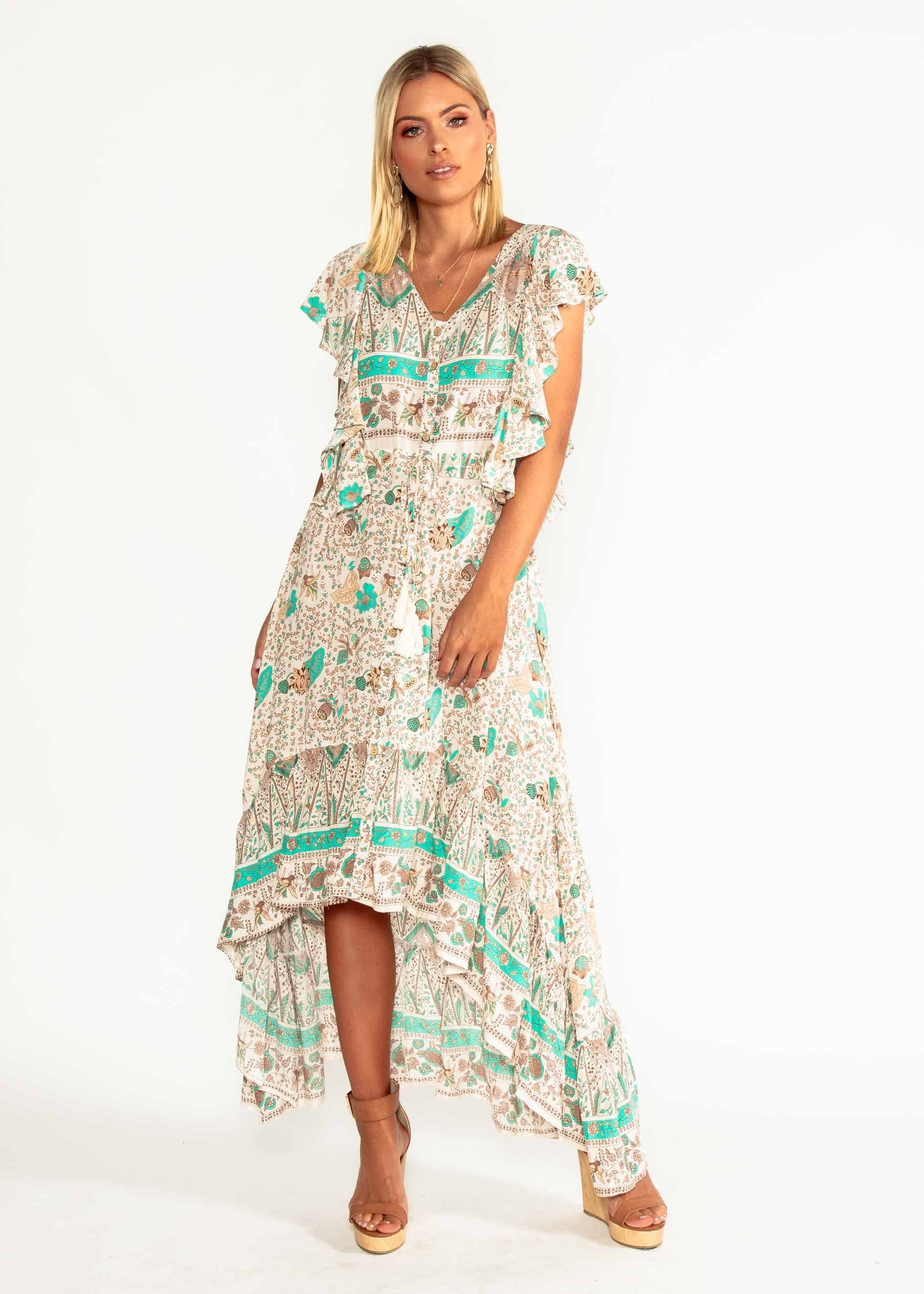 Marley Hi-Lo Maxi Dress - Hummingbird Sage