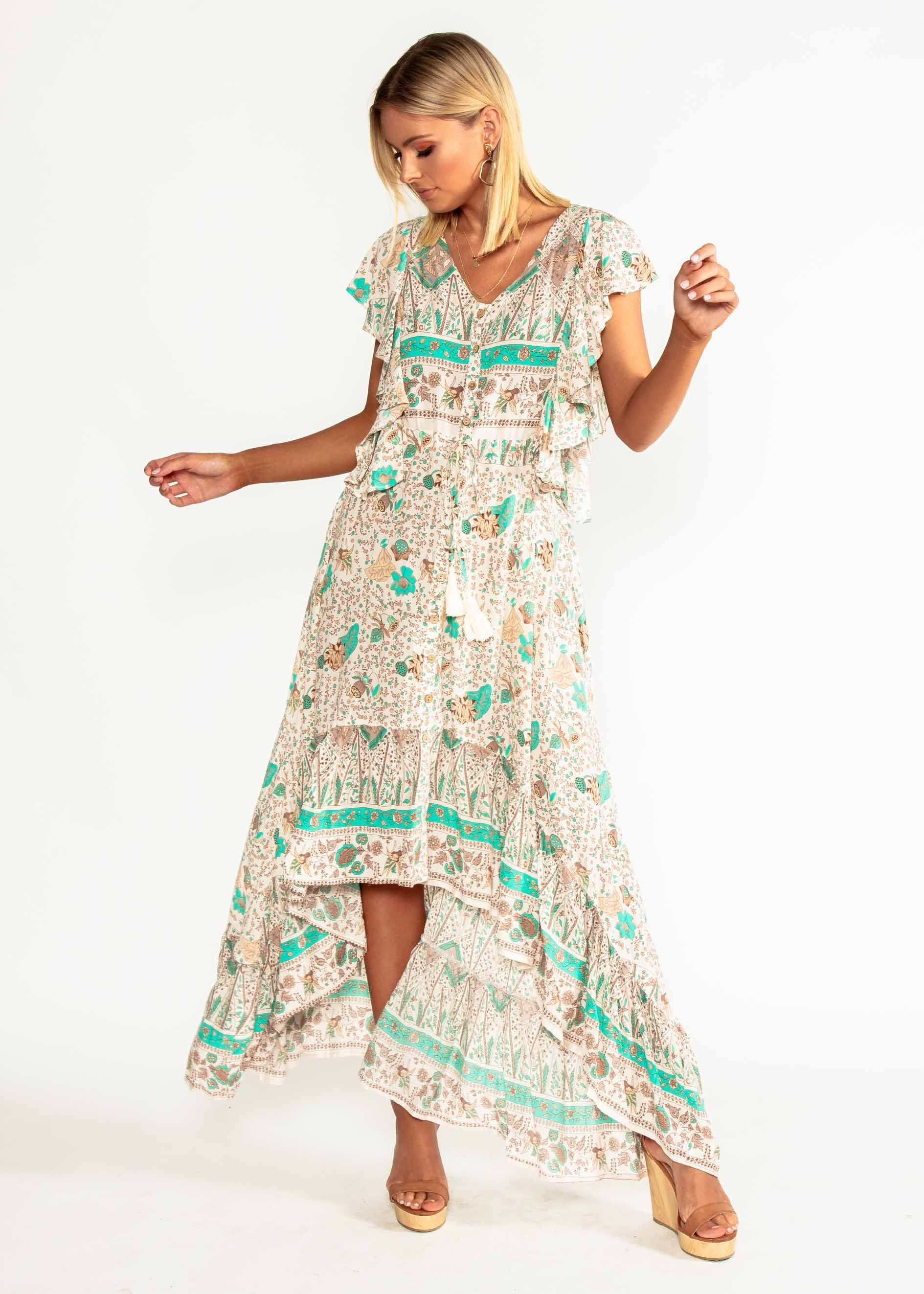 Marley Hi-Lo Maxi Dress - Hummingbird Sage