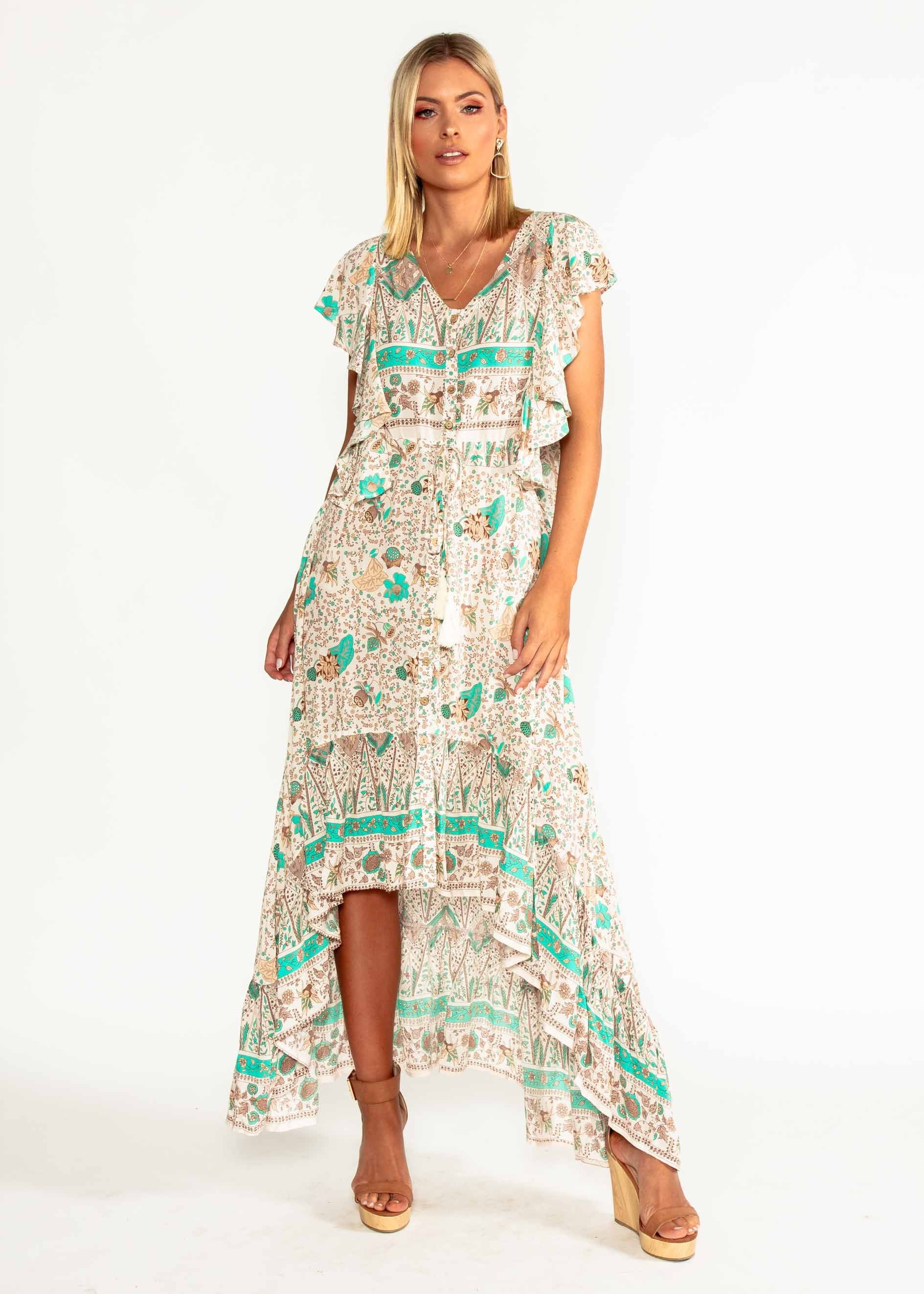 Marley Hi-Lo Maxi Dress - Hummingbird Sage