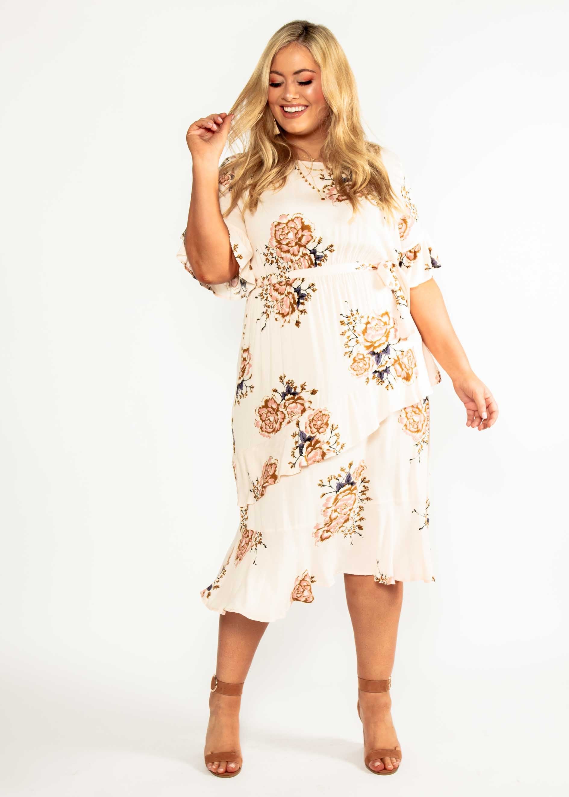 Sweet Lady Midi Dress w/ Tie - Posie