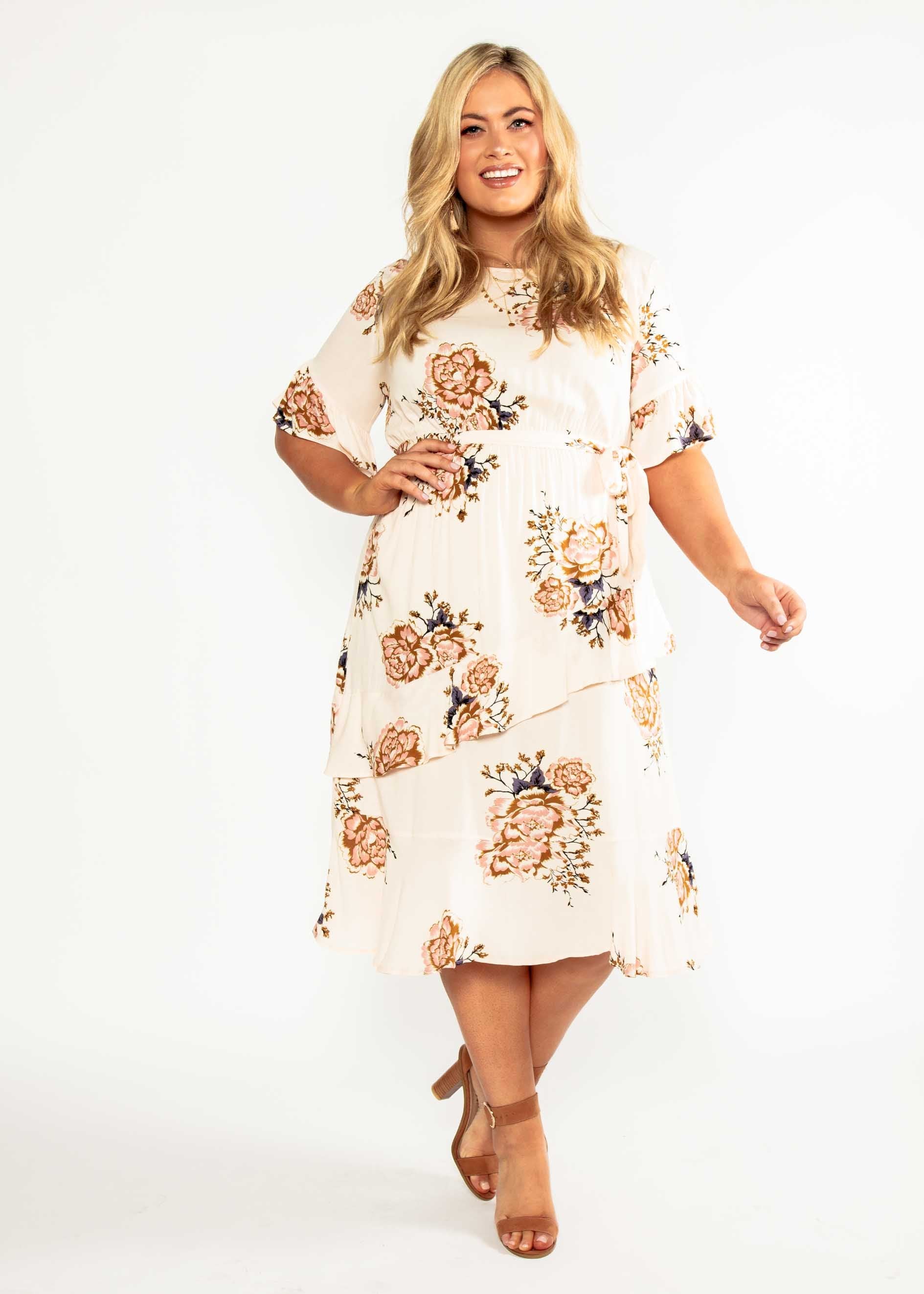 Sweet Lady Midi Dress w/ Tie - Posie