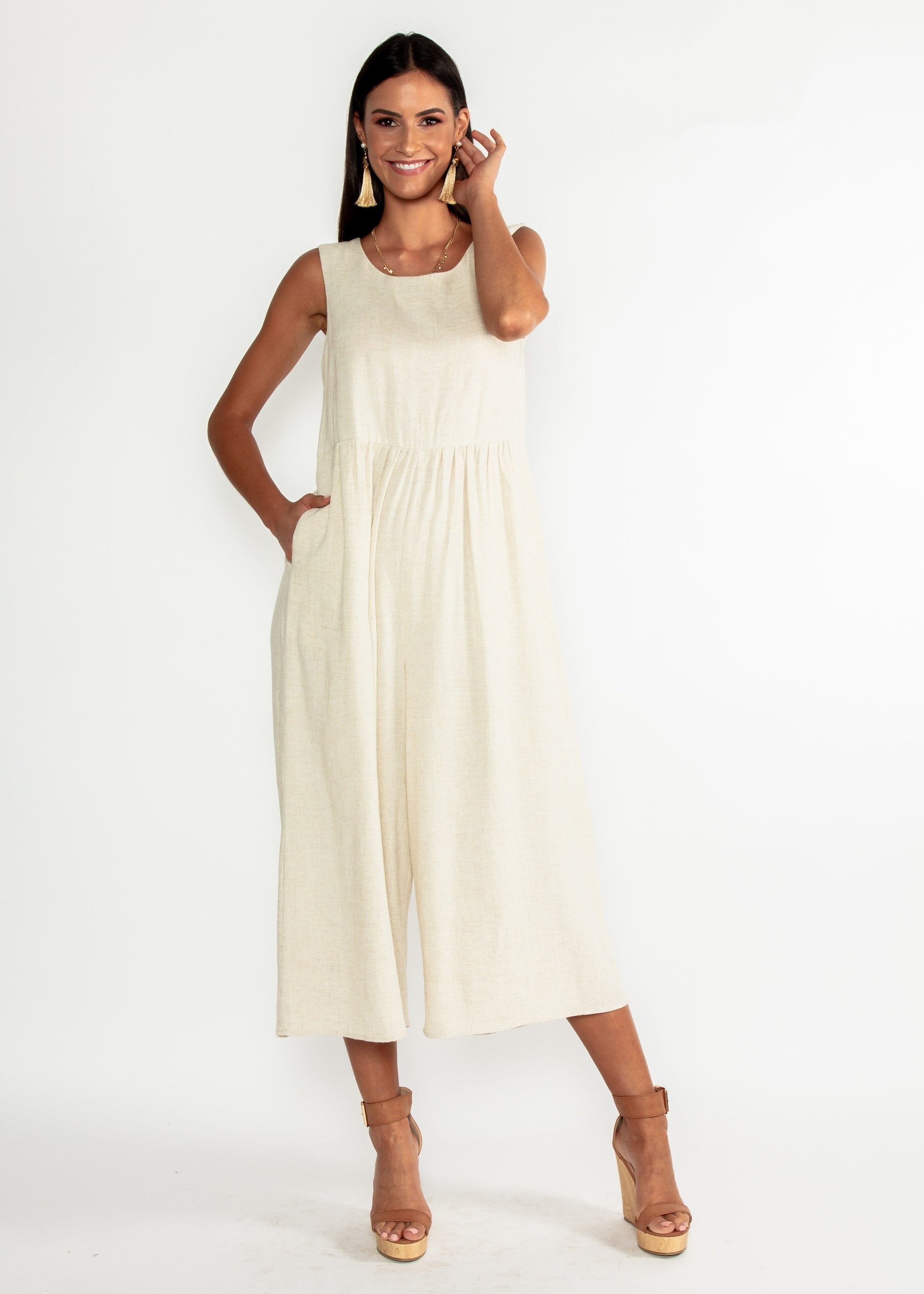Elsa Linen-Blended Pantsuit - Natural