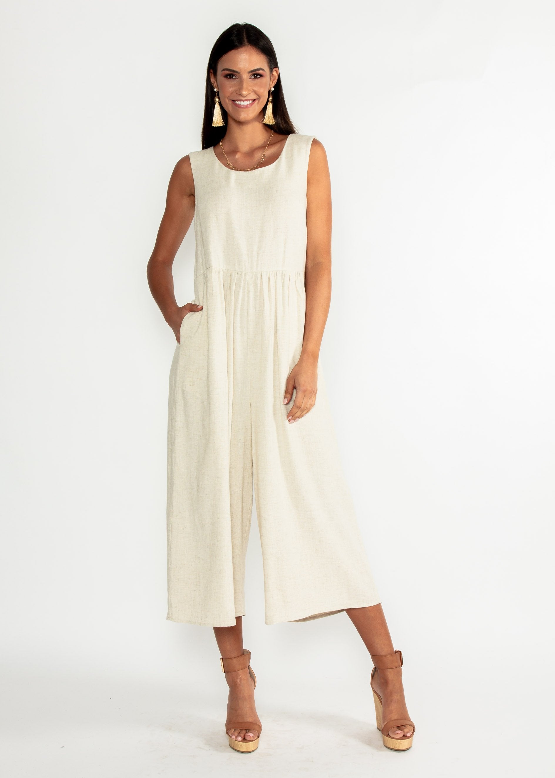 Elsa Linen-Blended Pantsuit - Natural