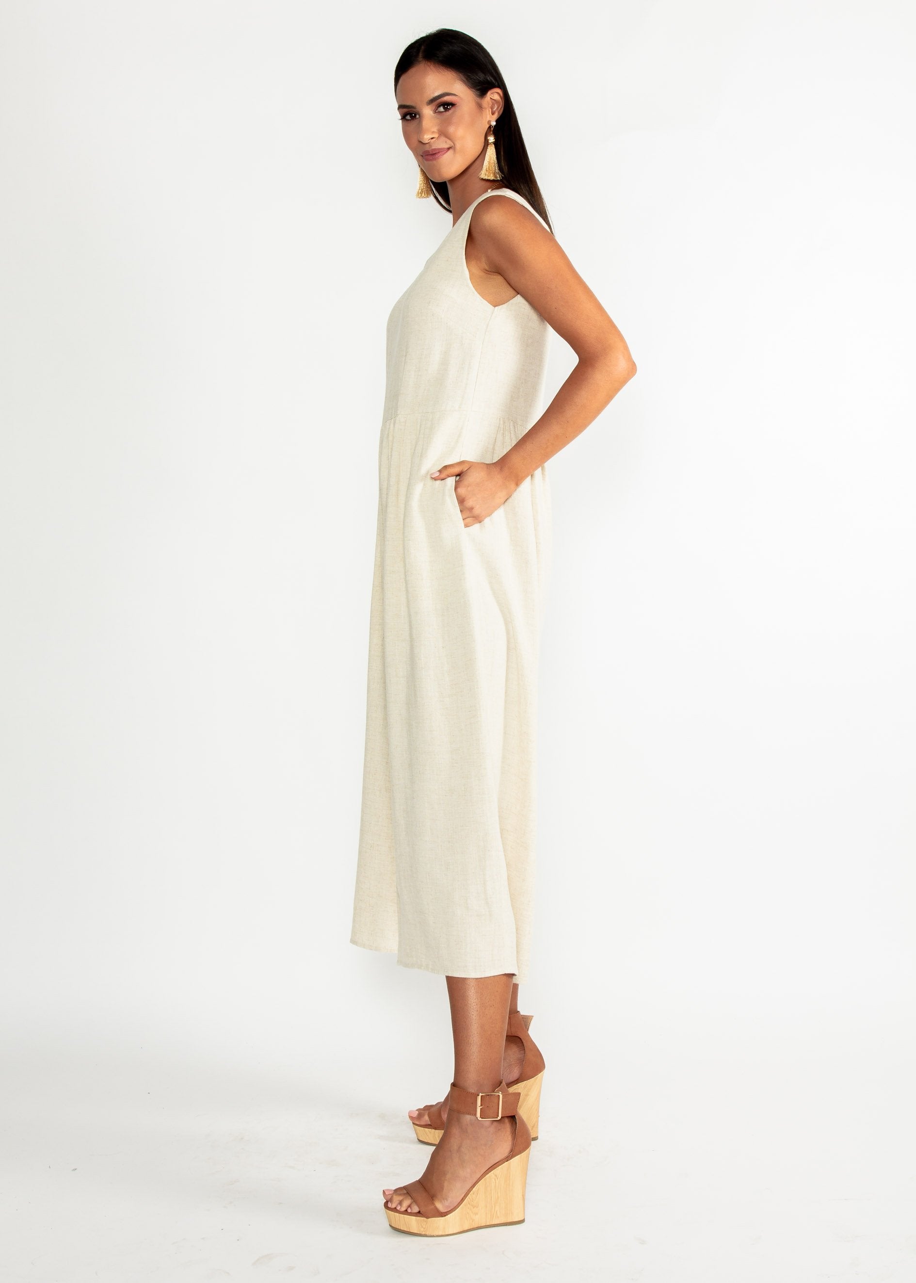 Elsa Linen-Blended Pantsuit - Natural