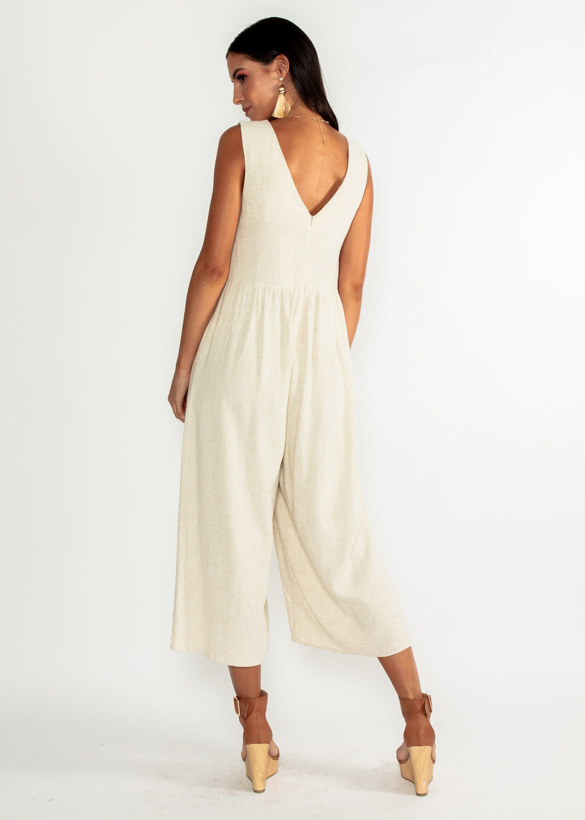 Elsa Linen-Blended Pantsuit - Natural