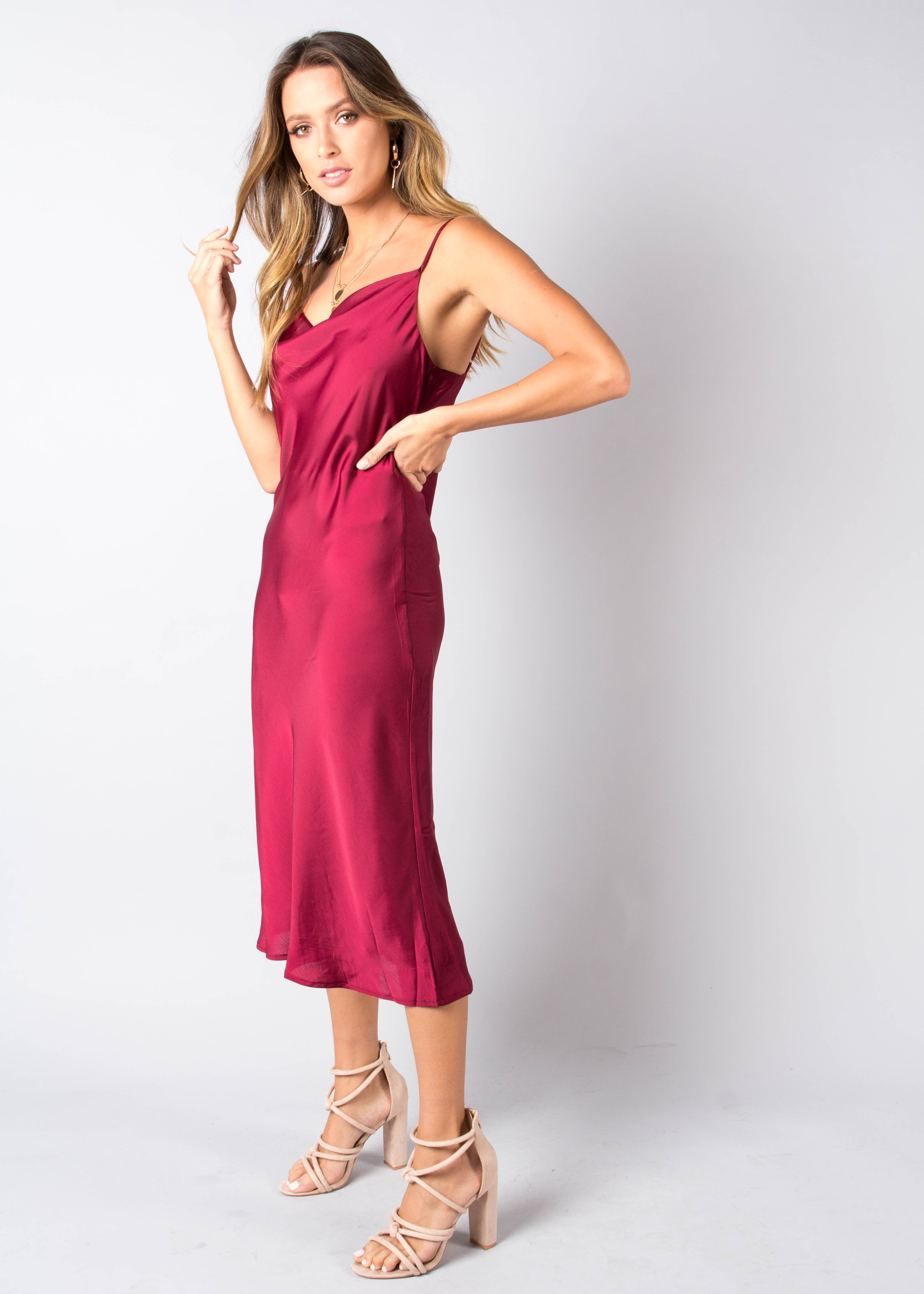 Bespoke Slip Midi Dress - Wine