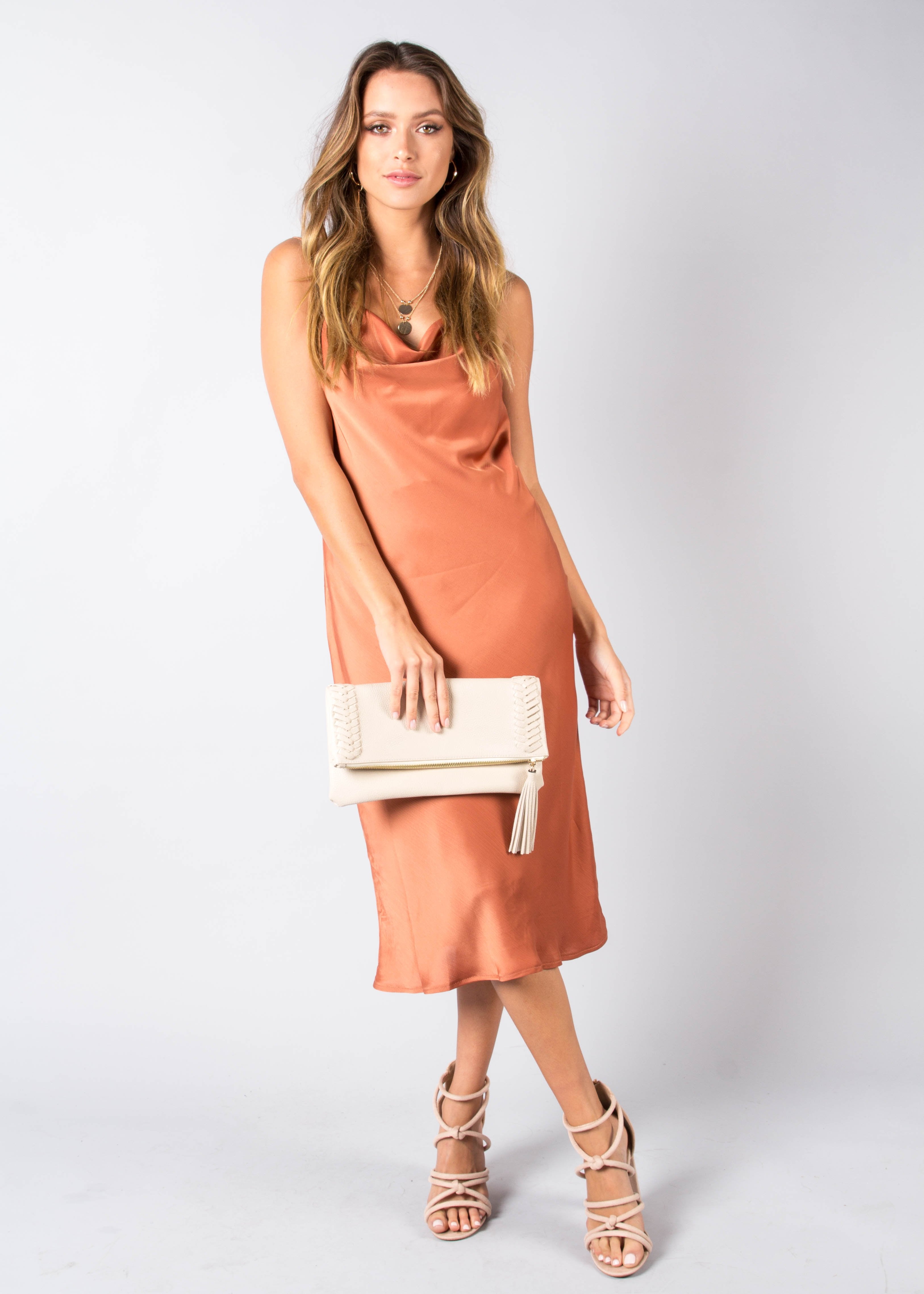 Bespoke Slip Midi Dress - Rust