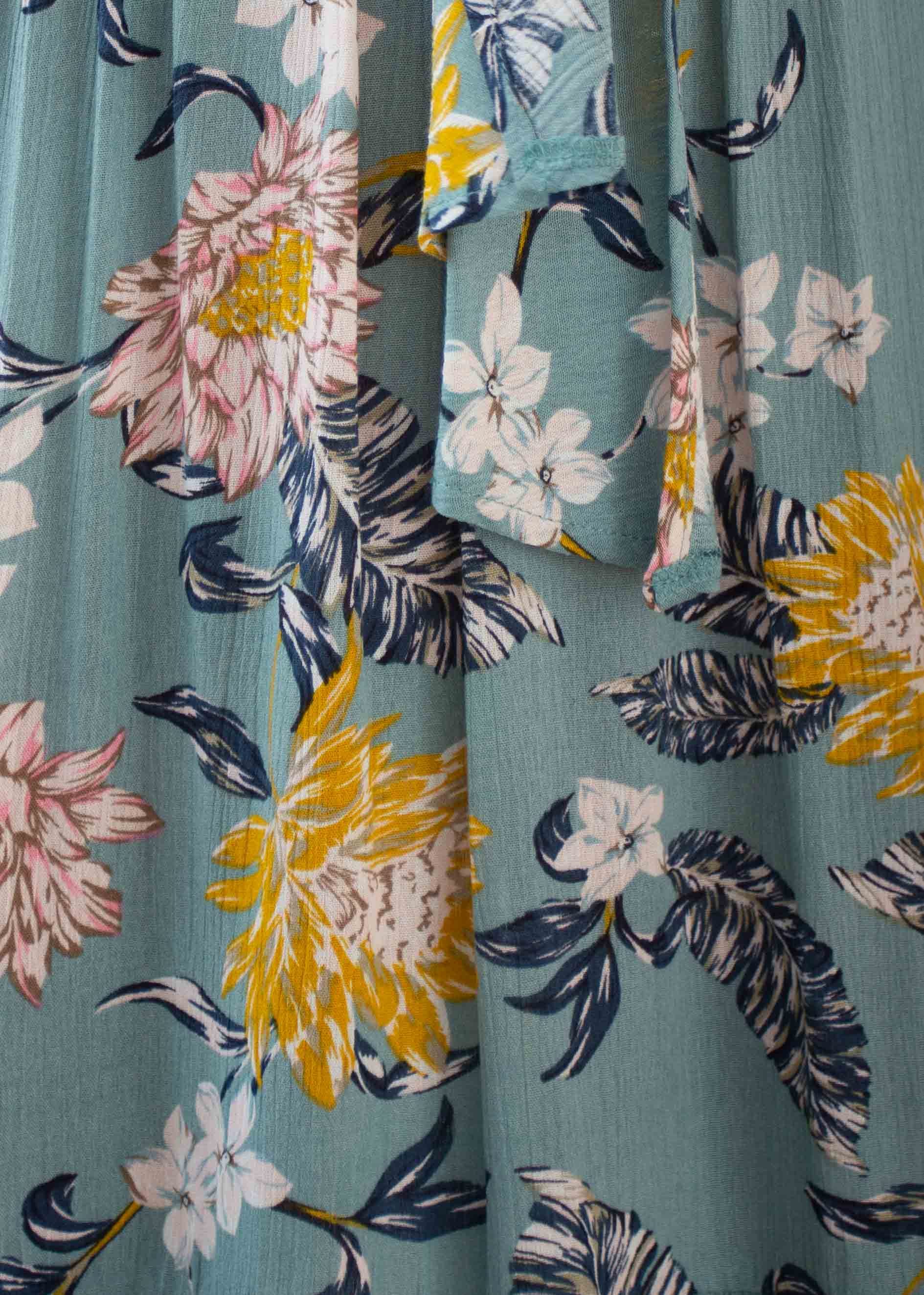 Marigold Tie Midi Dress - Mint Floral