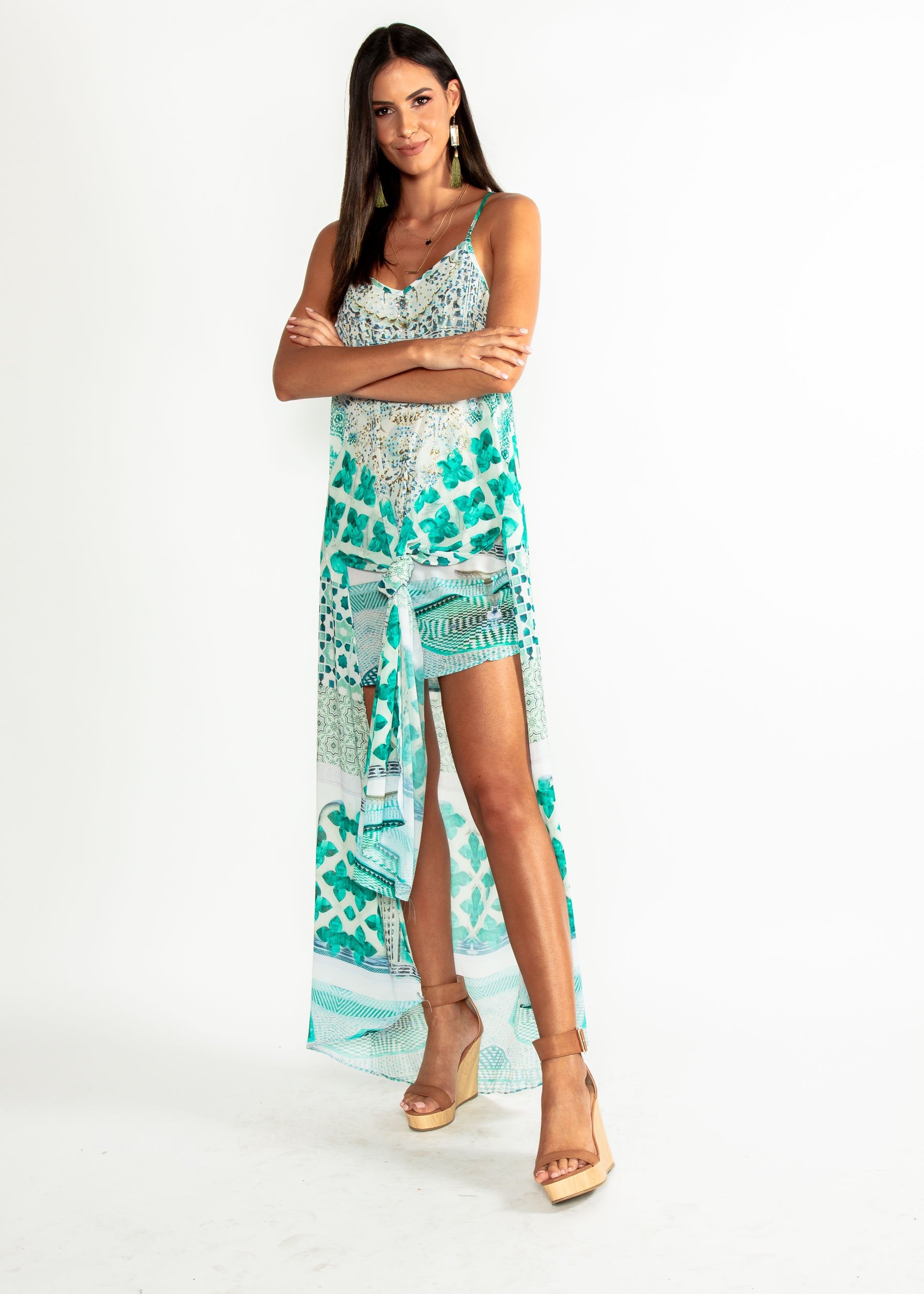 Lost Lotus Chiffon Maxi - Emerald City