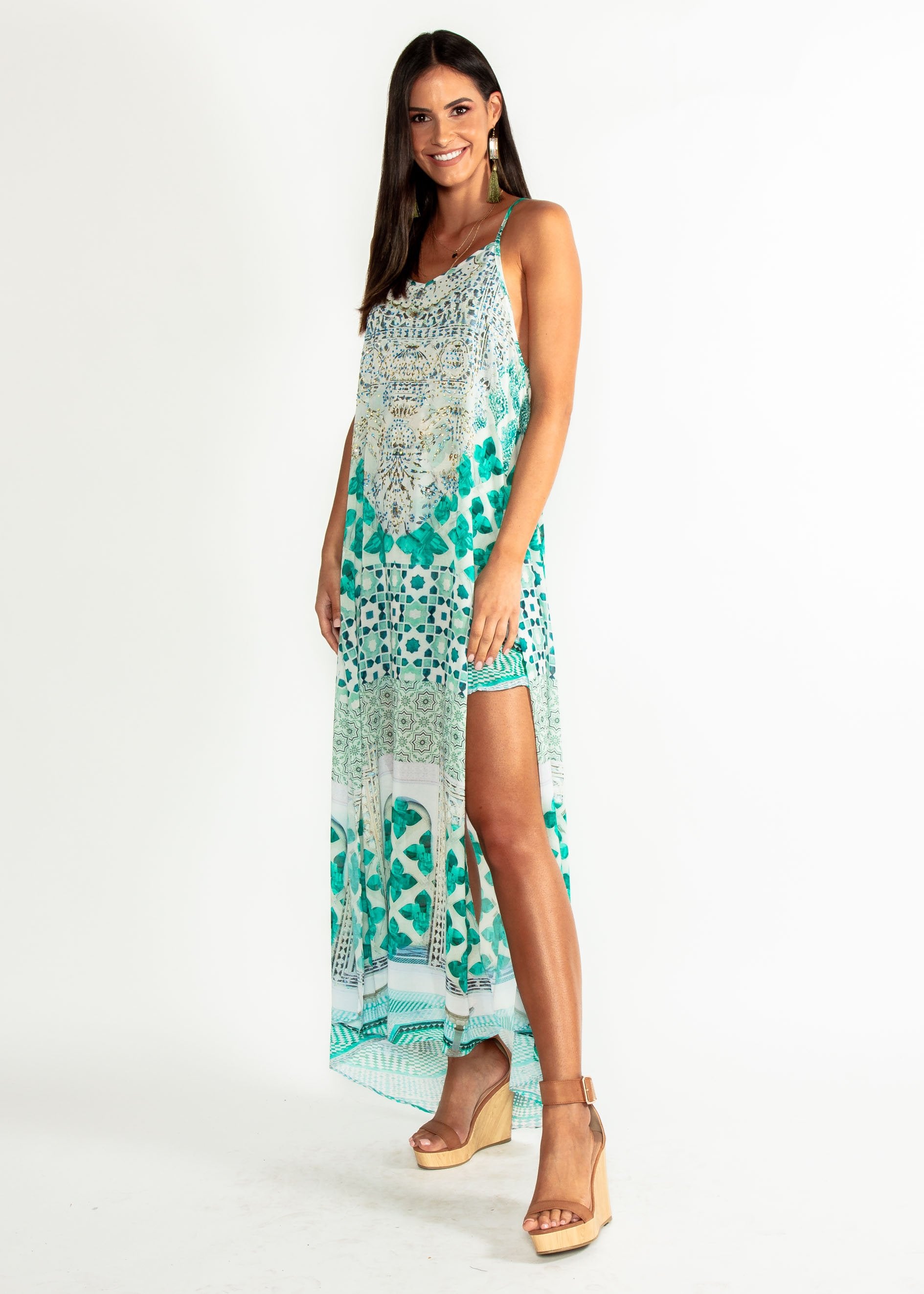 Lost Lotus Chiffon Maxi - Emerald City