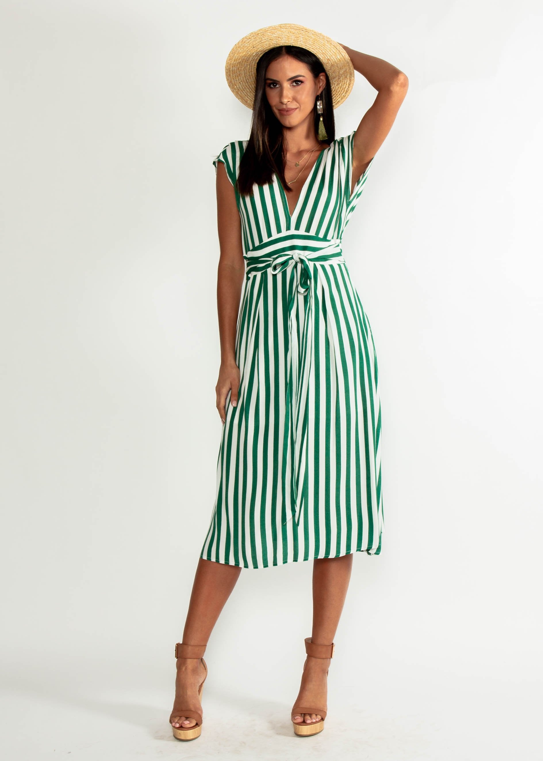 Let Live Midi Dress - Green Stripe