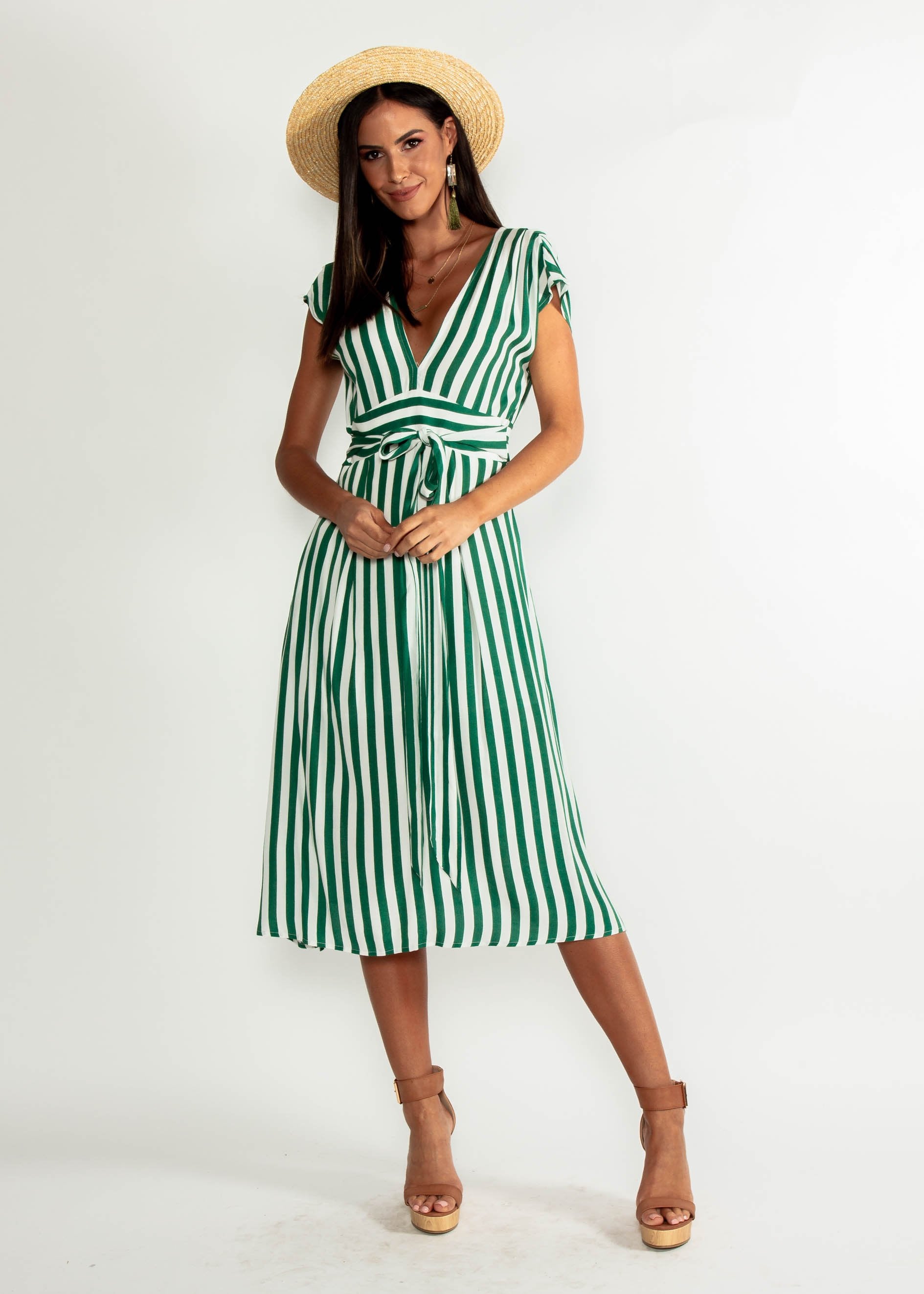 Let Live Midi Dress - Green Stripe