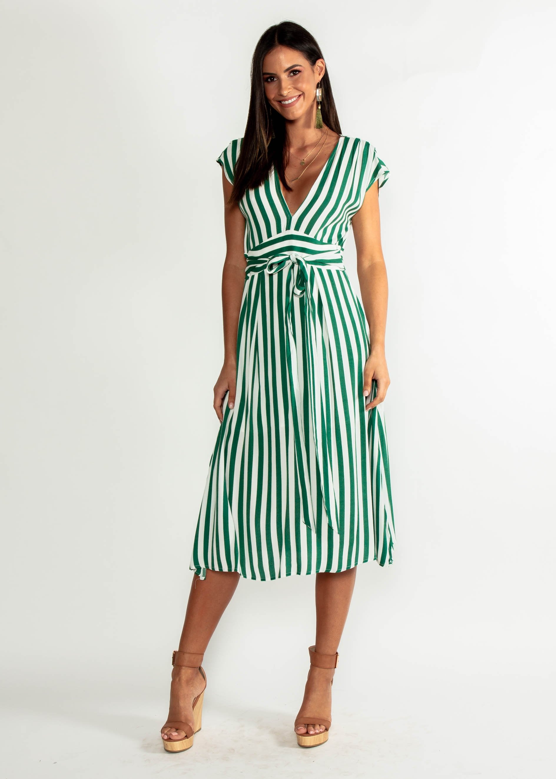 Let Live Midi Dress - Green Stripe