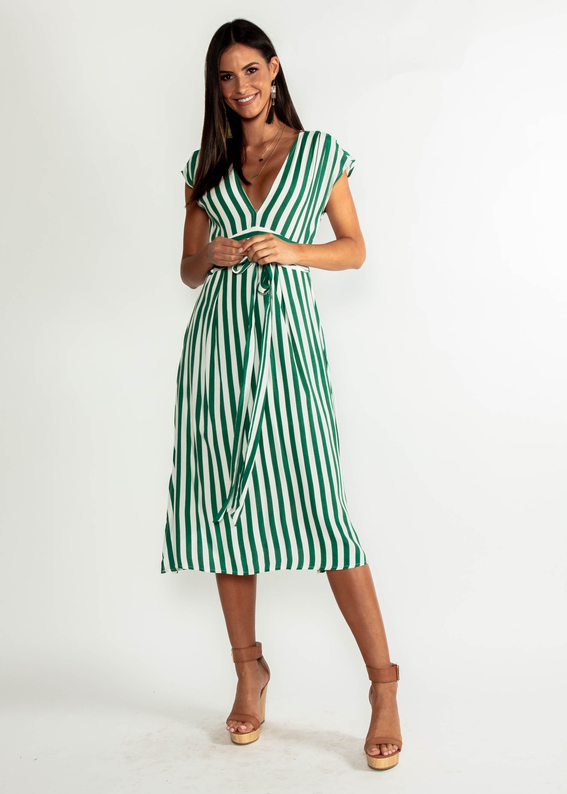 Let Live Midi Dress - Green Stripe