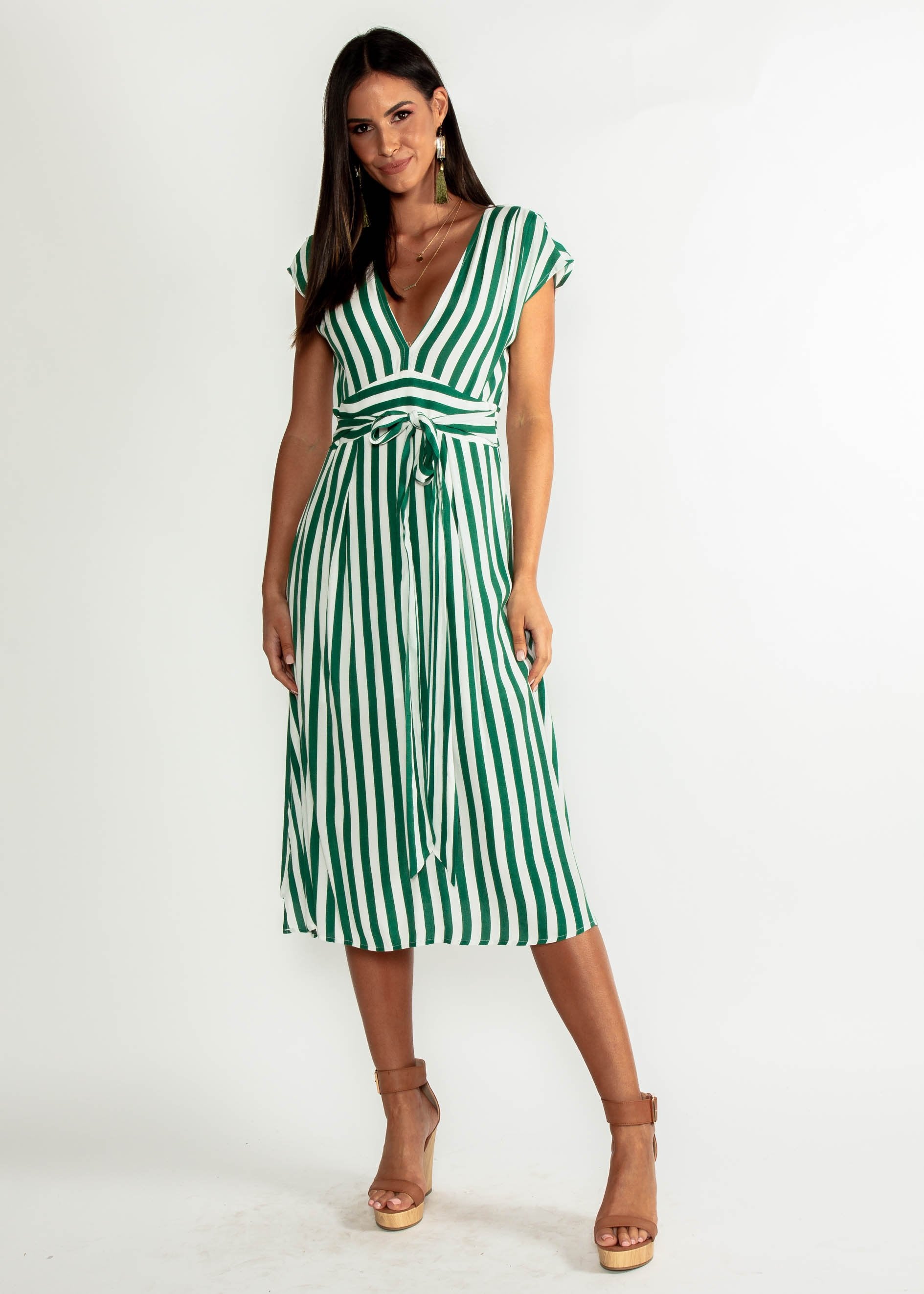 Let Live Midi Dress - Green Stripe