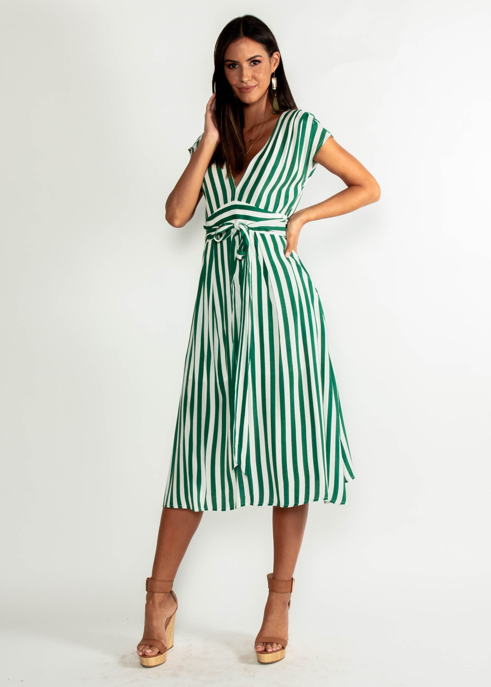 Let Live Midi Dress - Green Stripe