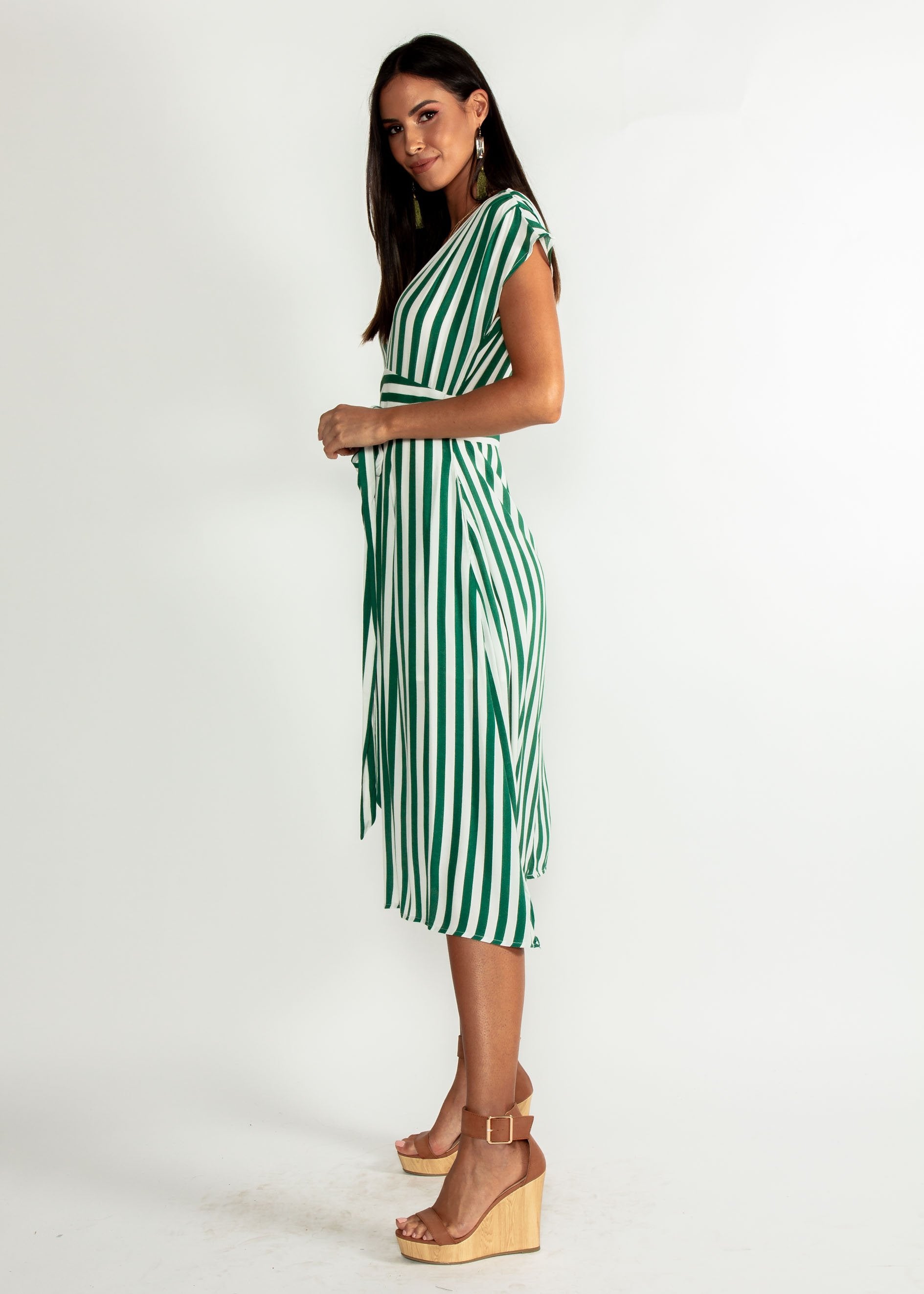 Let Live Midi Dress - Green Stripe