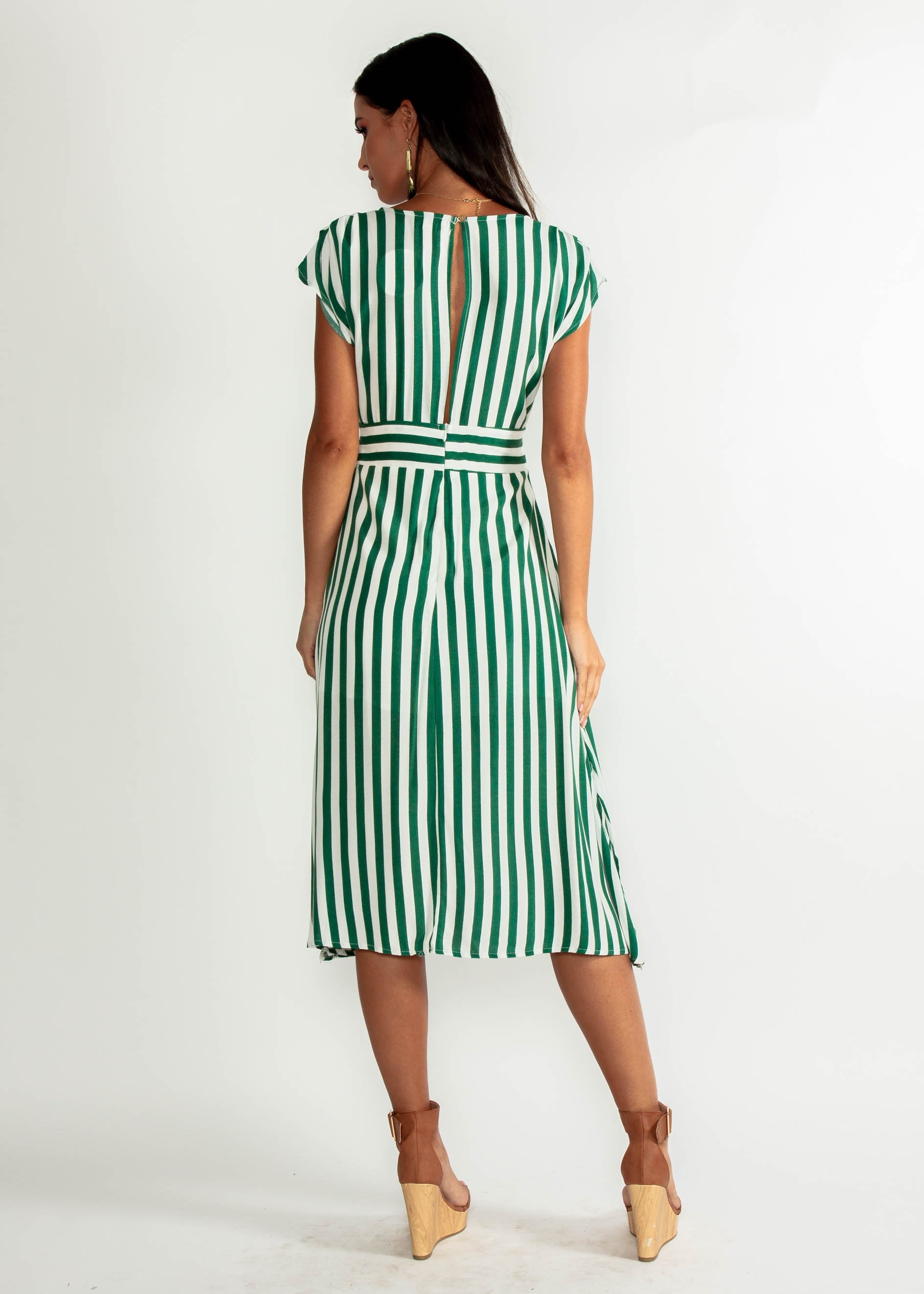 Let Live Midi Dress - Green Stripe
