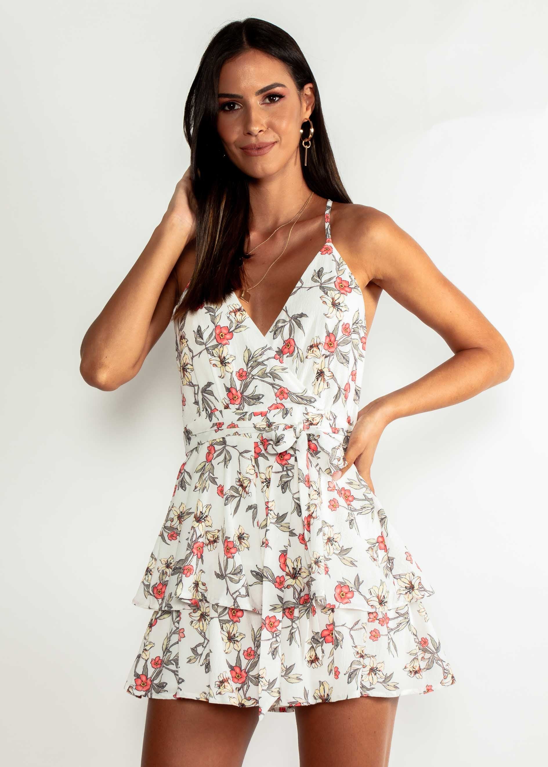 Lunar Spell Playsuit - White Floral