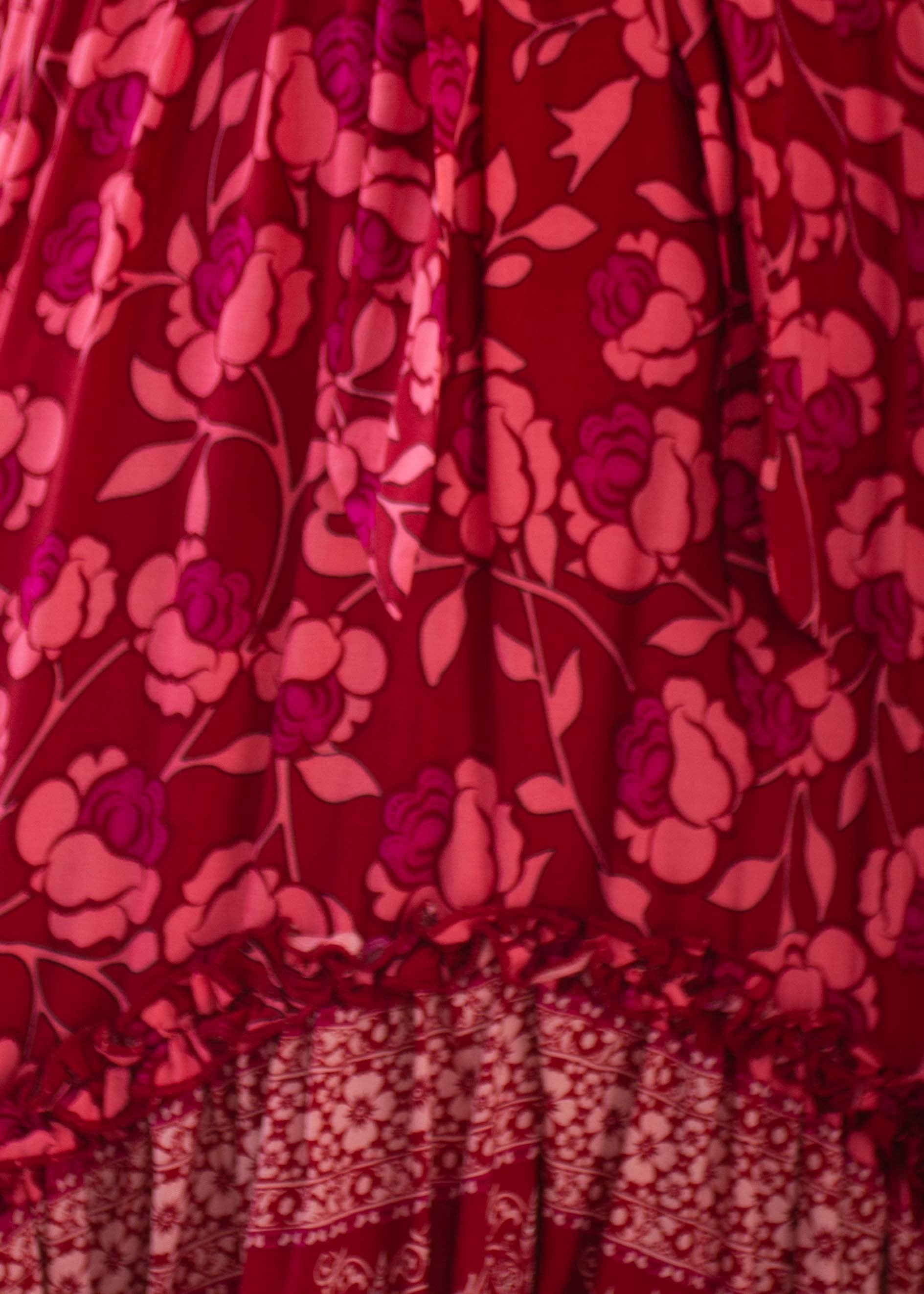 Nathalia Hi-Lo Midi Dress - Crimson Floral