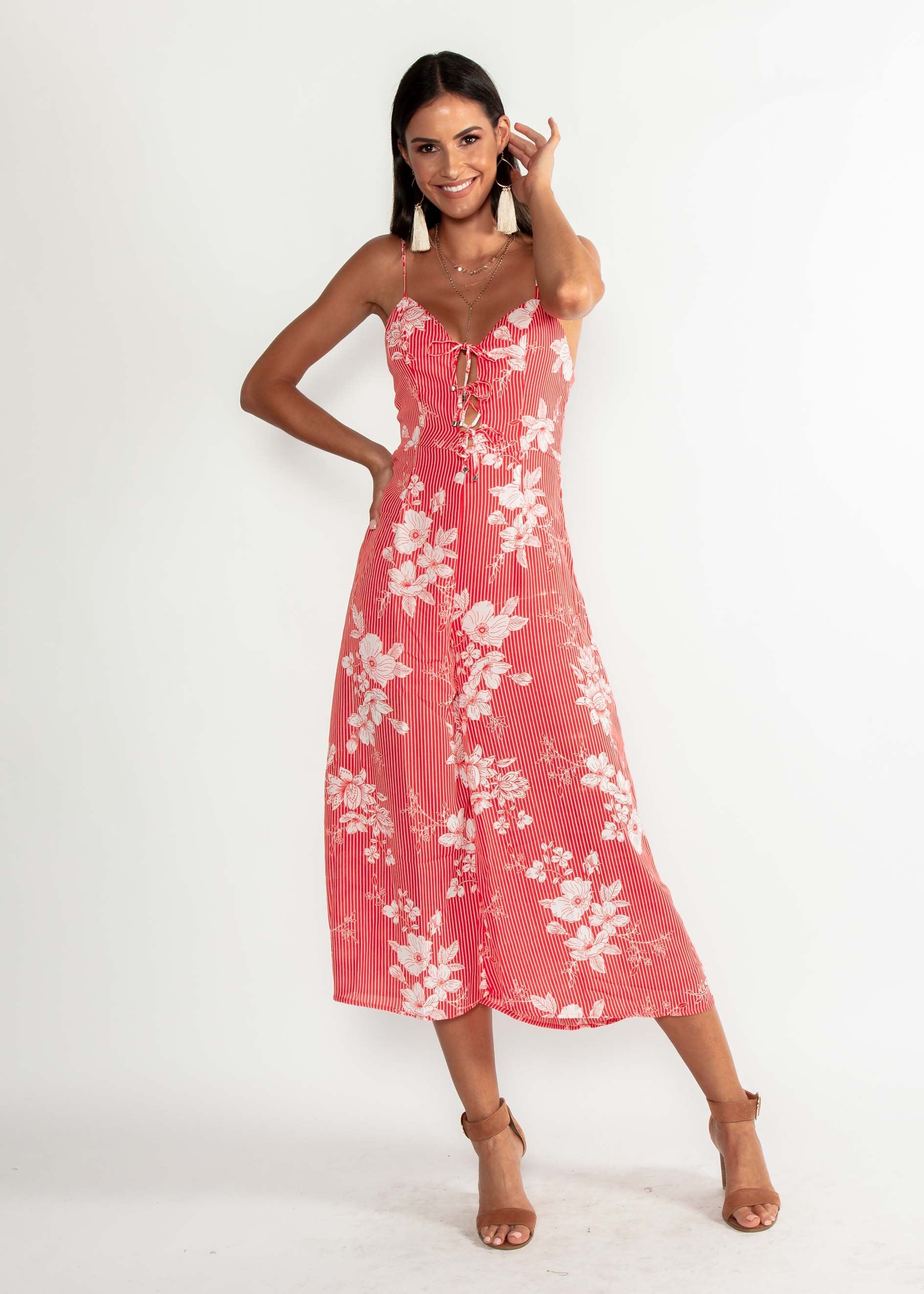 Kiana Pantsuit - Red Floral