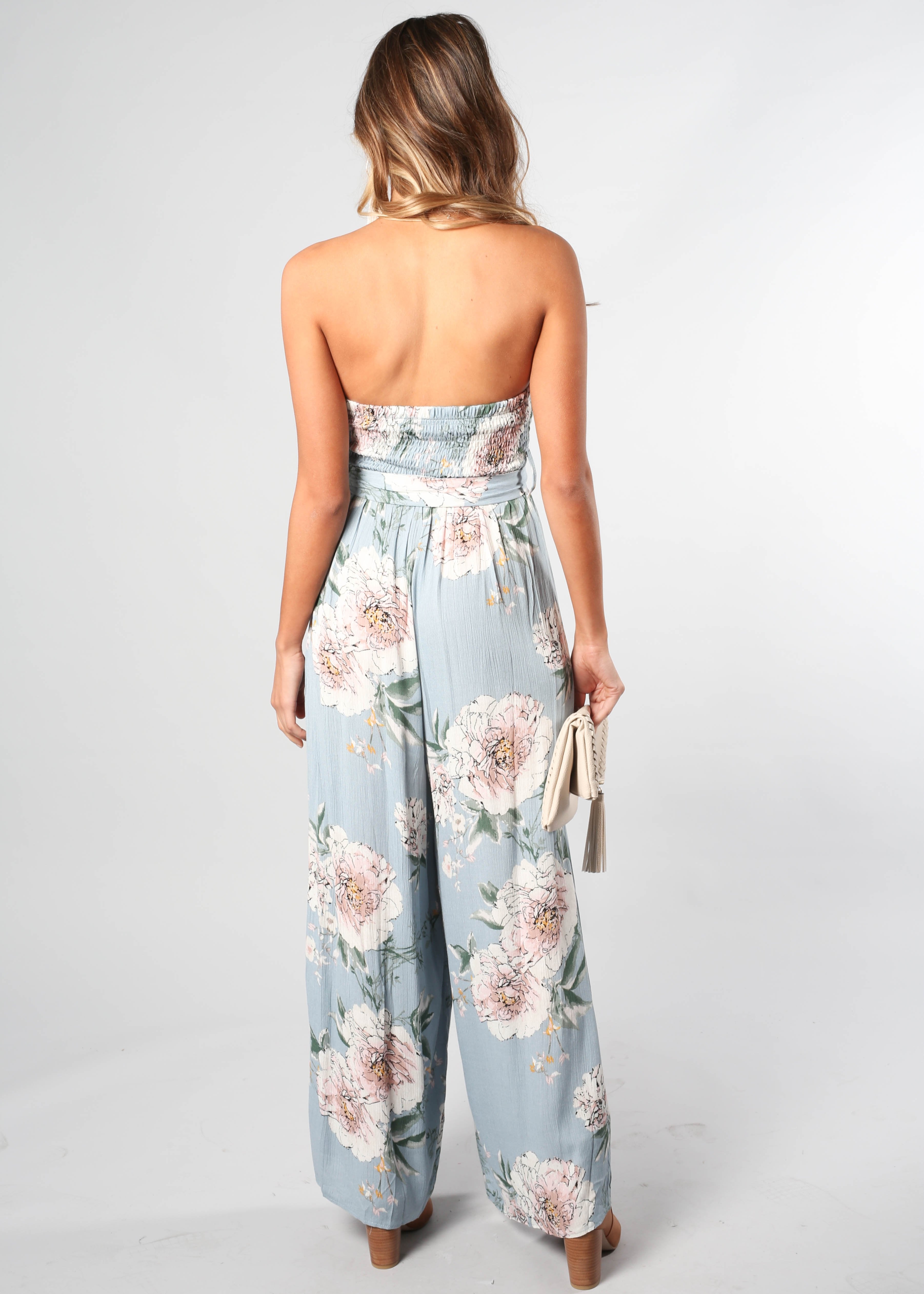 Guilt Free Strapless Pantsuit - Blue Floral