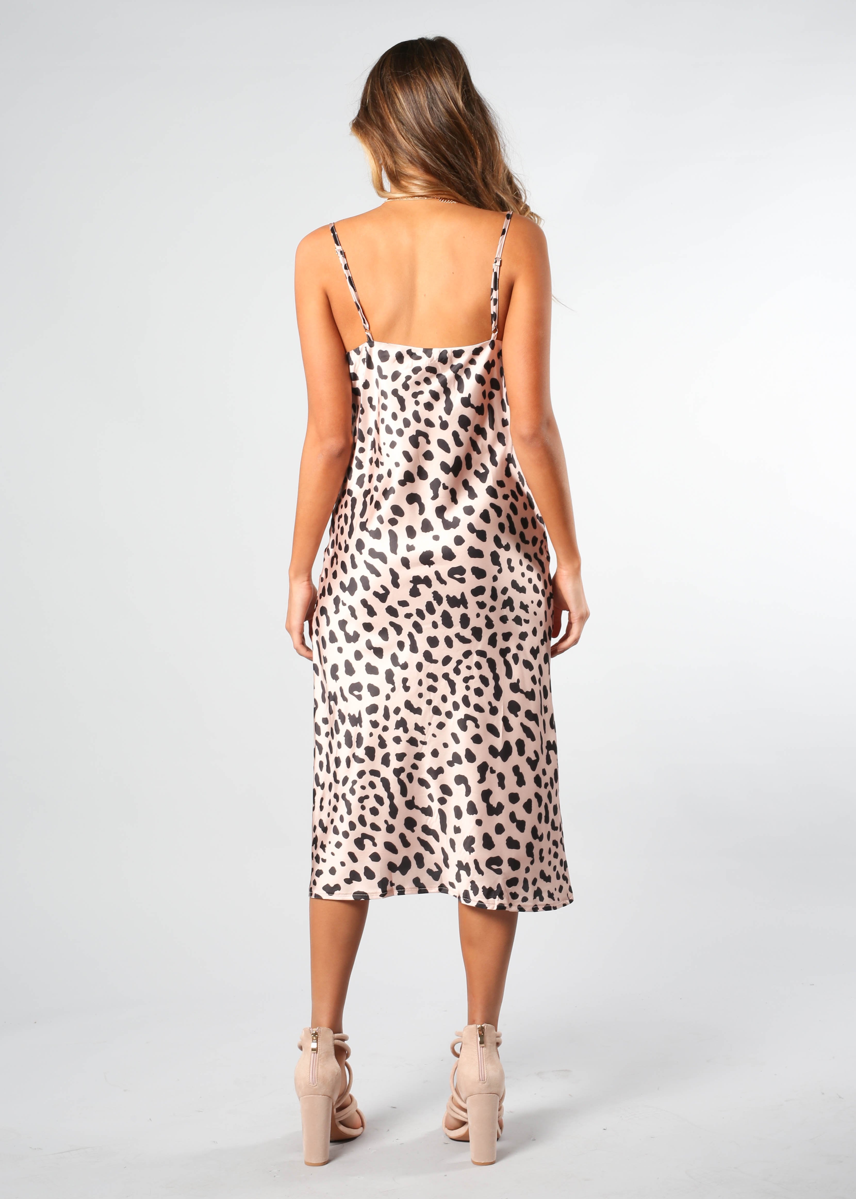Bespoke Slip Midi Dress - Blush Leopard