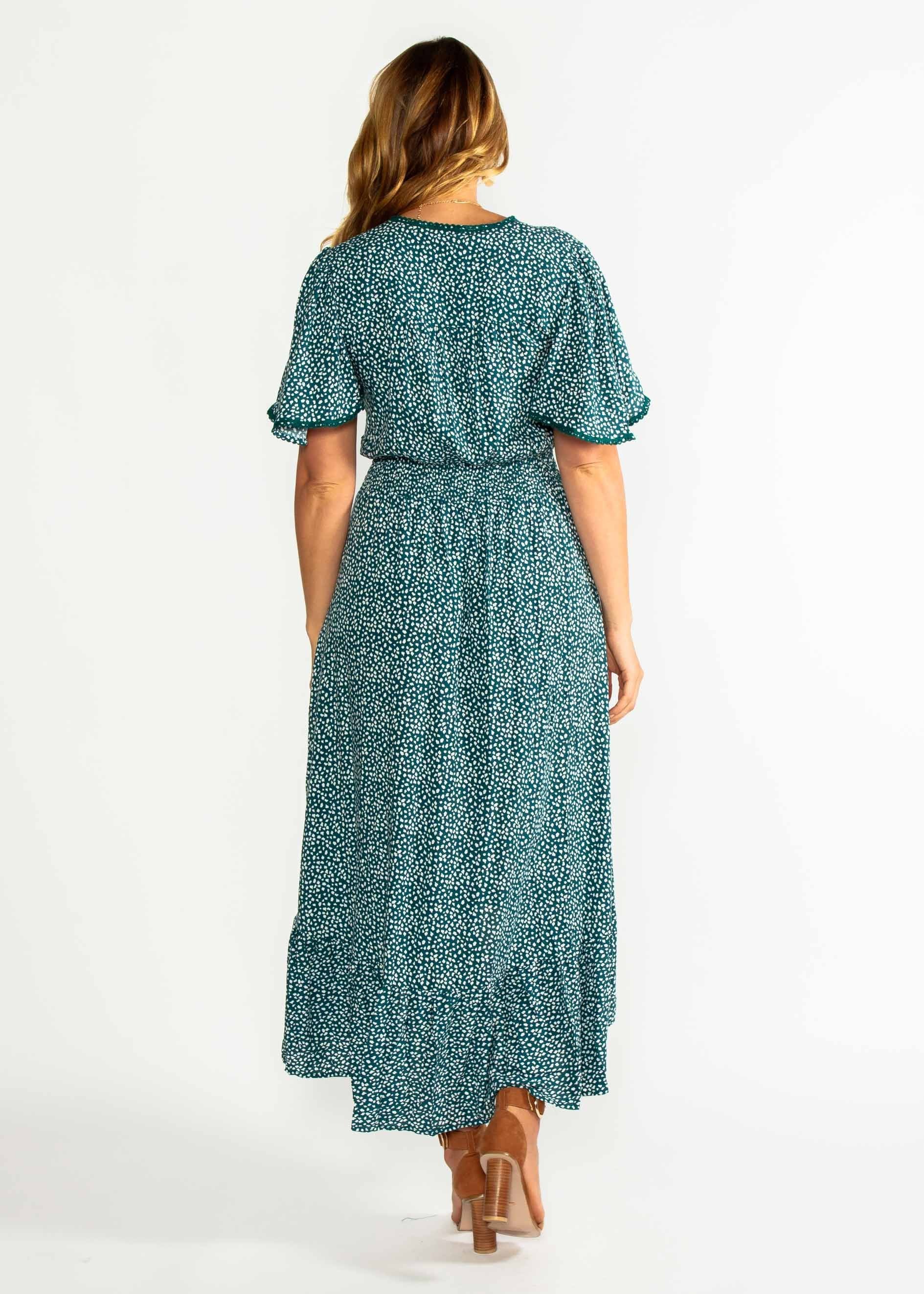 Leaving California Midi Dress - Emerald