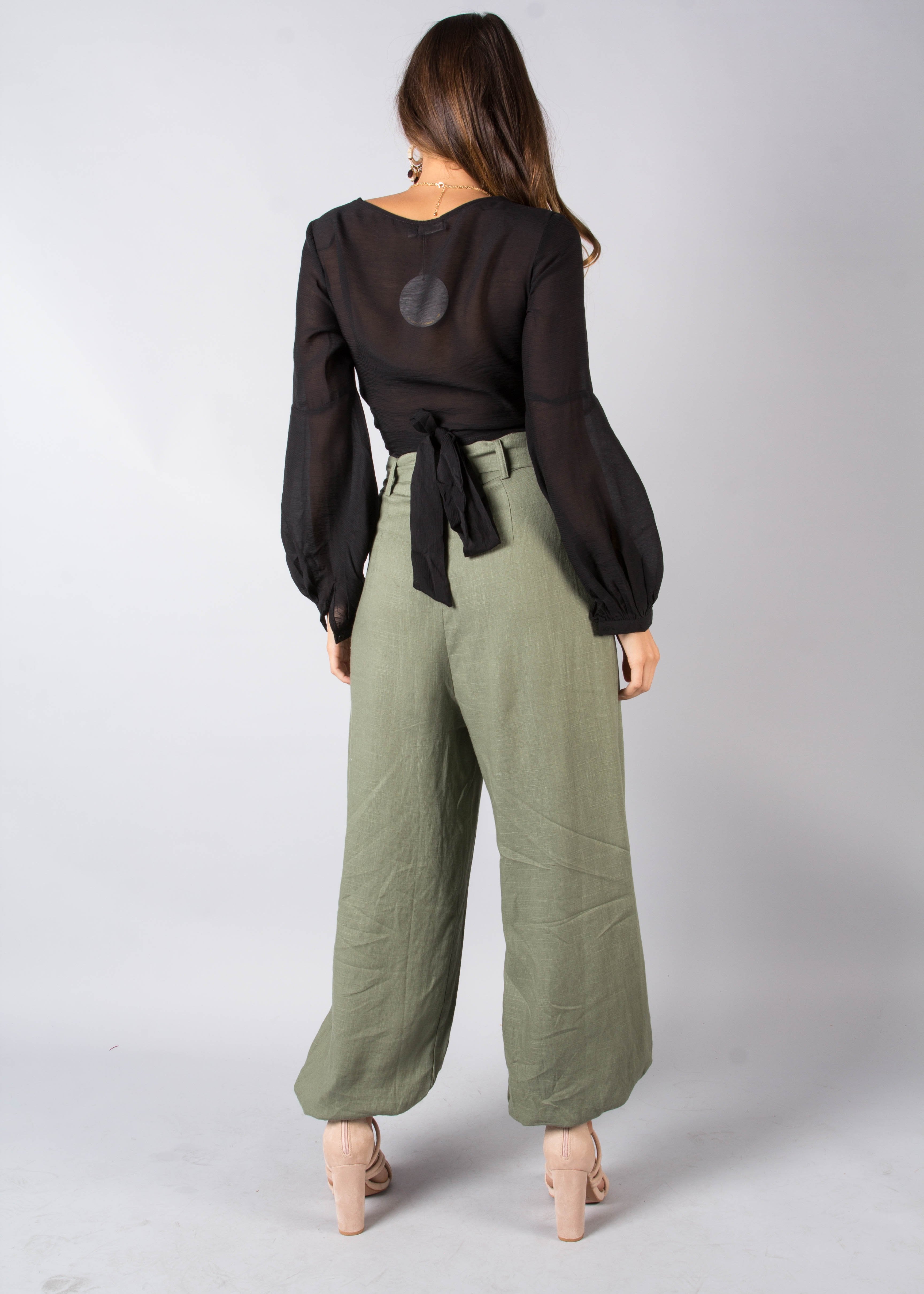 Balmy Dreams Linen Look Pants w/ Belt - Khaki