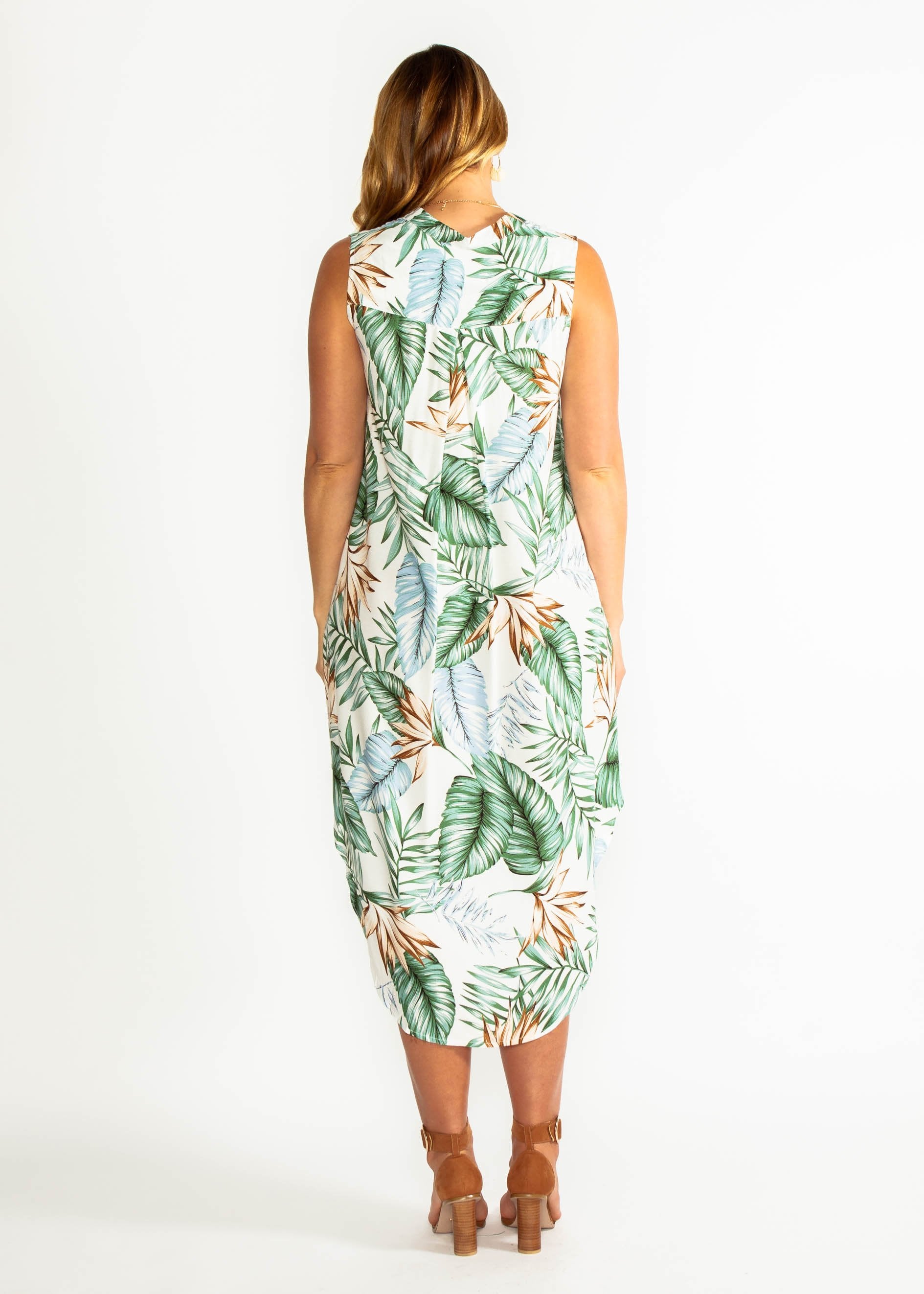 Moving Along Midi Dress - White Palm