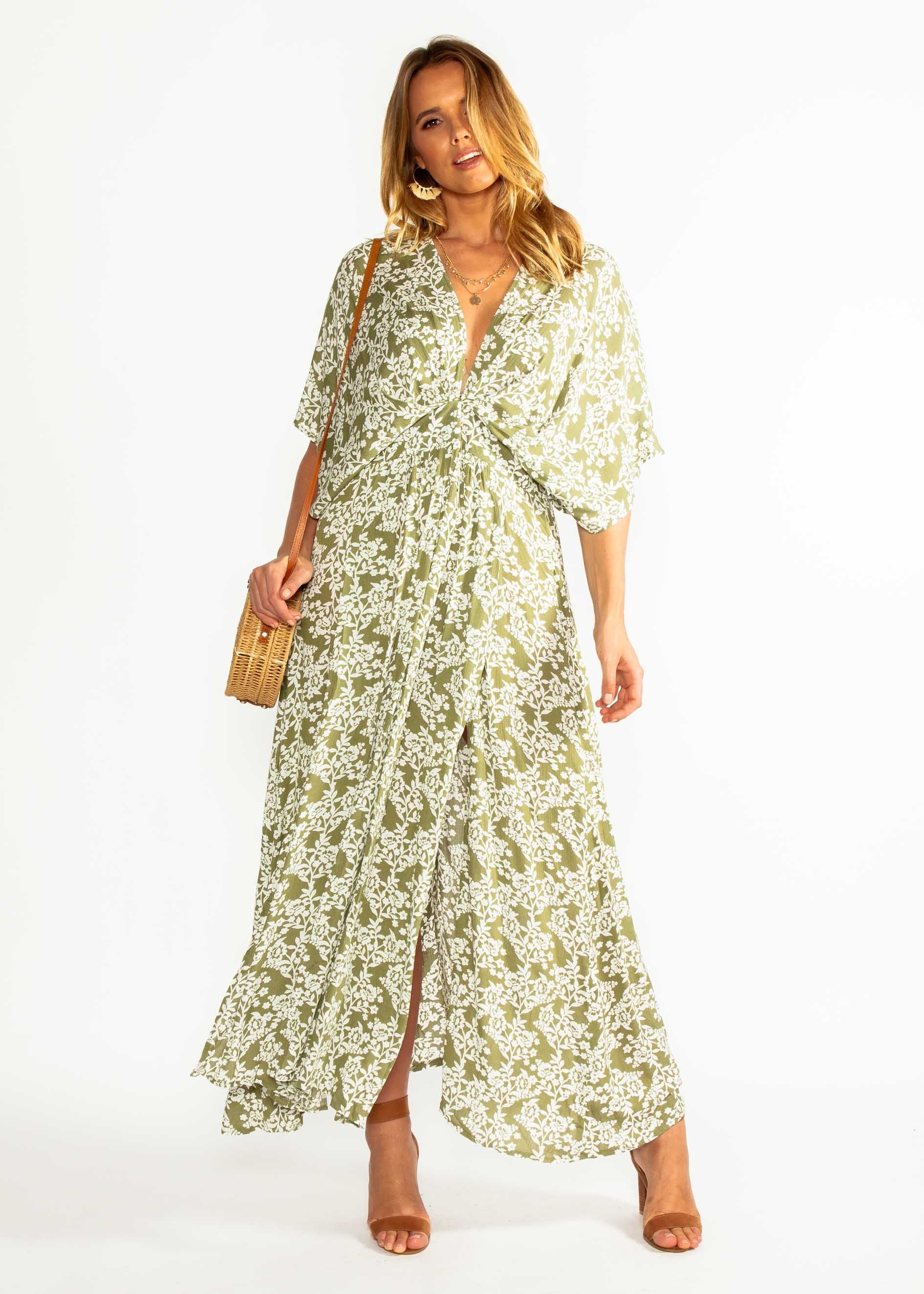 Glory Days Maxi Dress - Khaki Floral