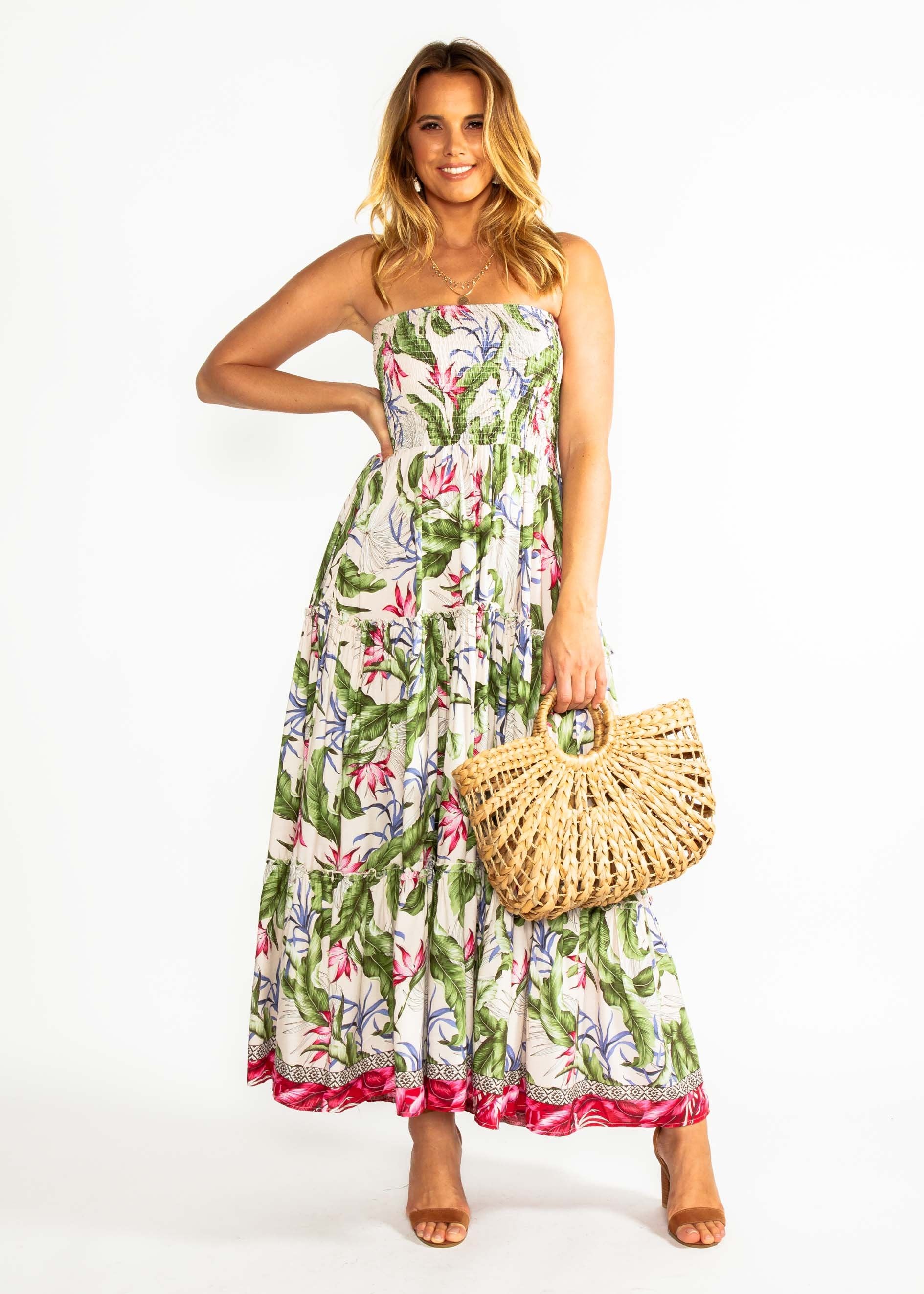 Salsa Strapless Maxi Dress - Rosa