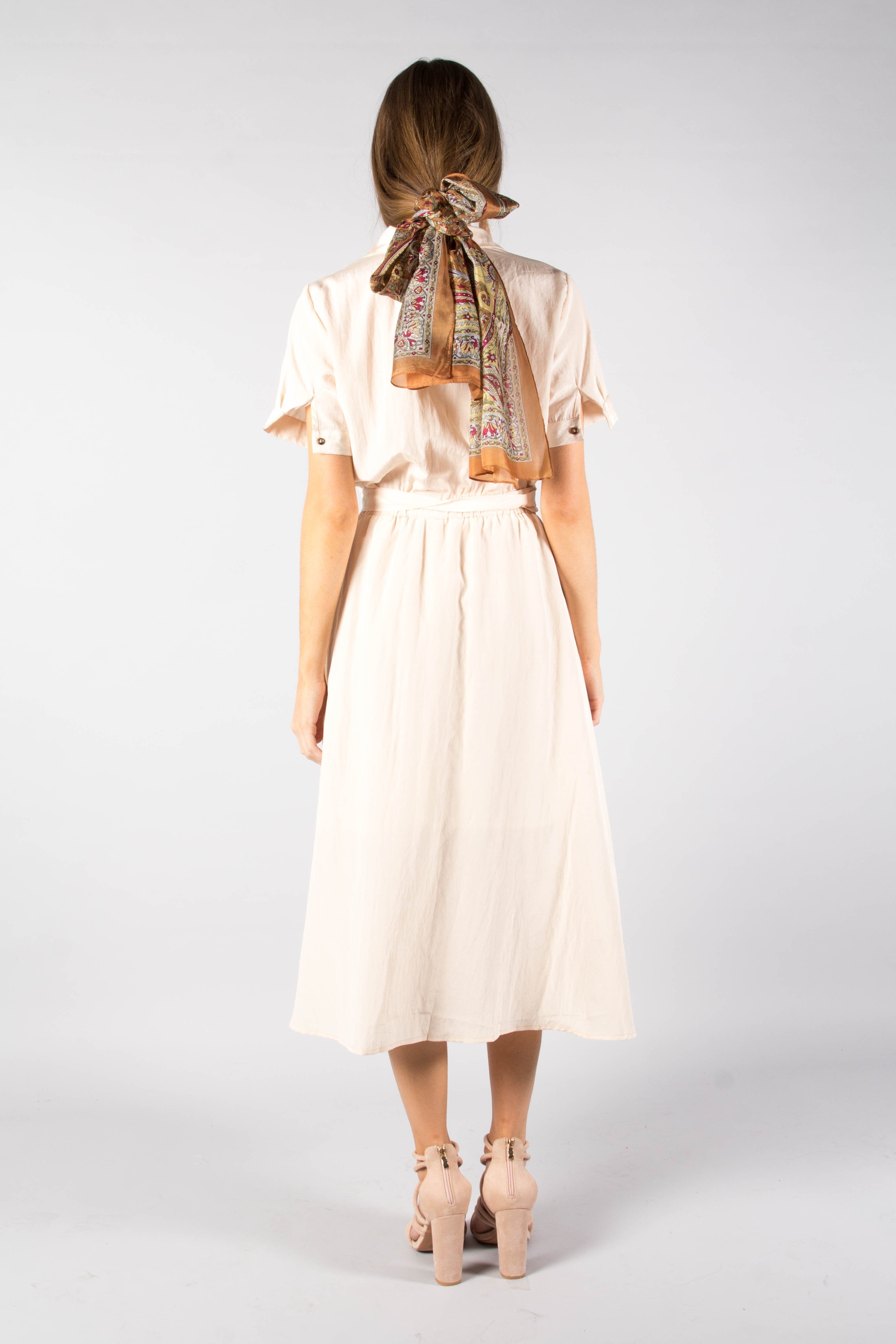 Delicate Hearts Midi Shirt Dress - Peach