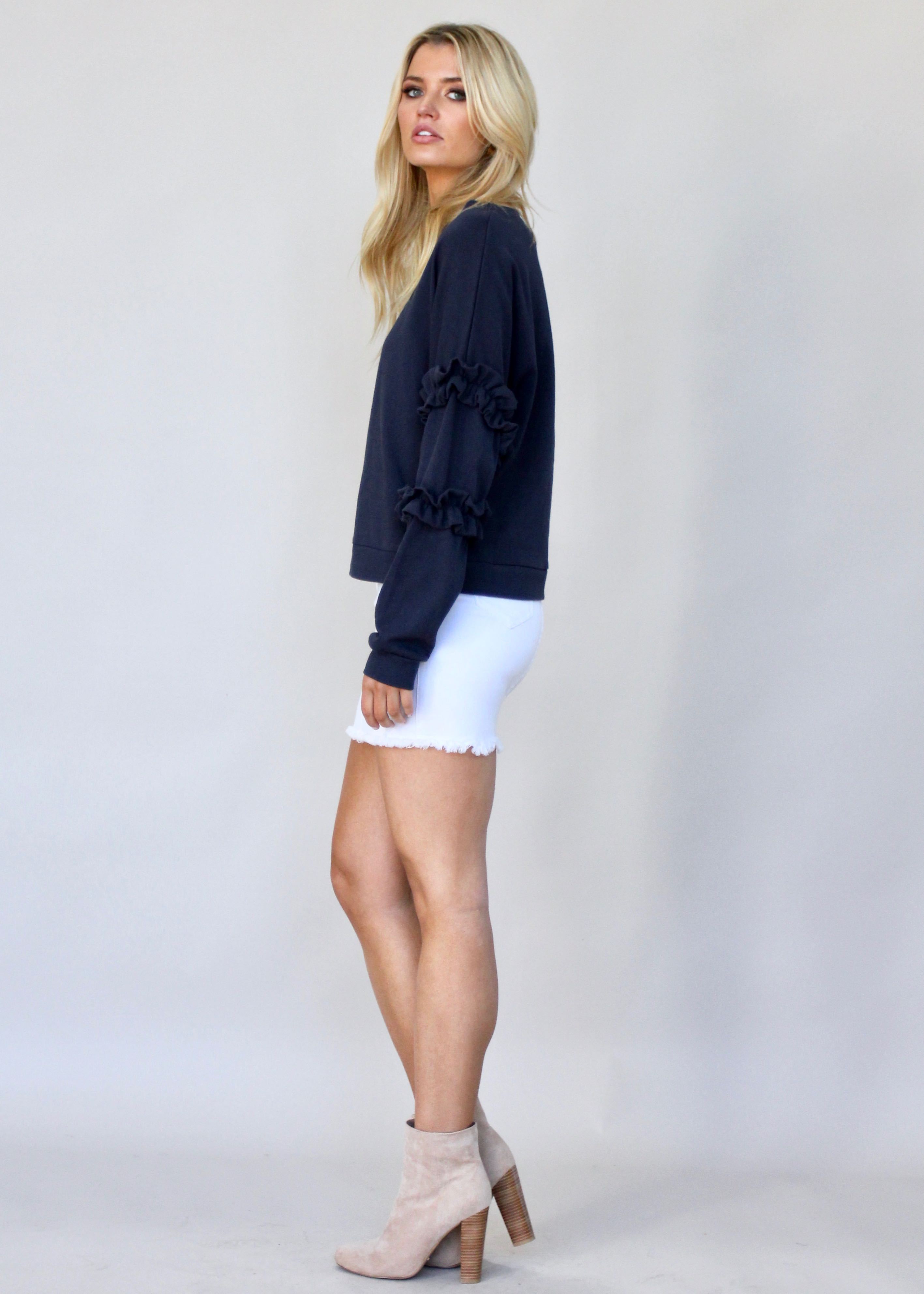 Cheap Thrills Ruffle Knit - Navy
