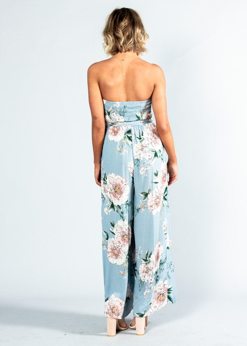 Guilt Free Strapless Pantsuit - Blue Floral