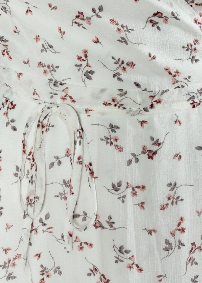Pretty Posy Wrap Dress - White Floral