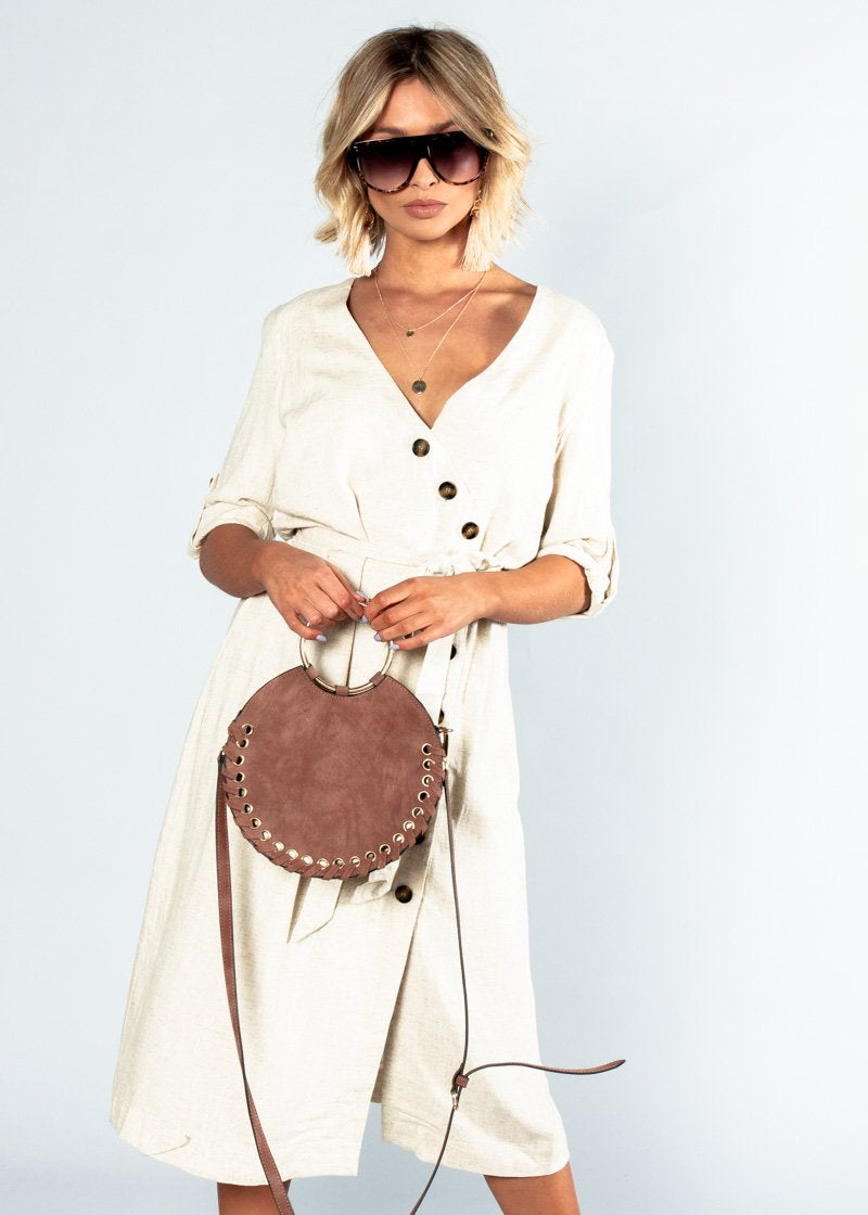 Safe & Sound Linen Midi Dress - Natural