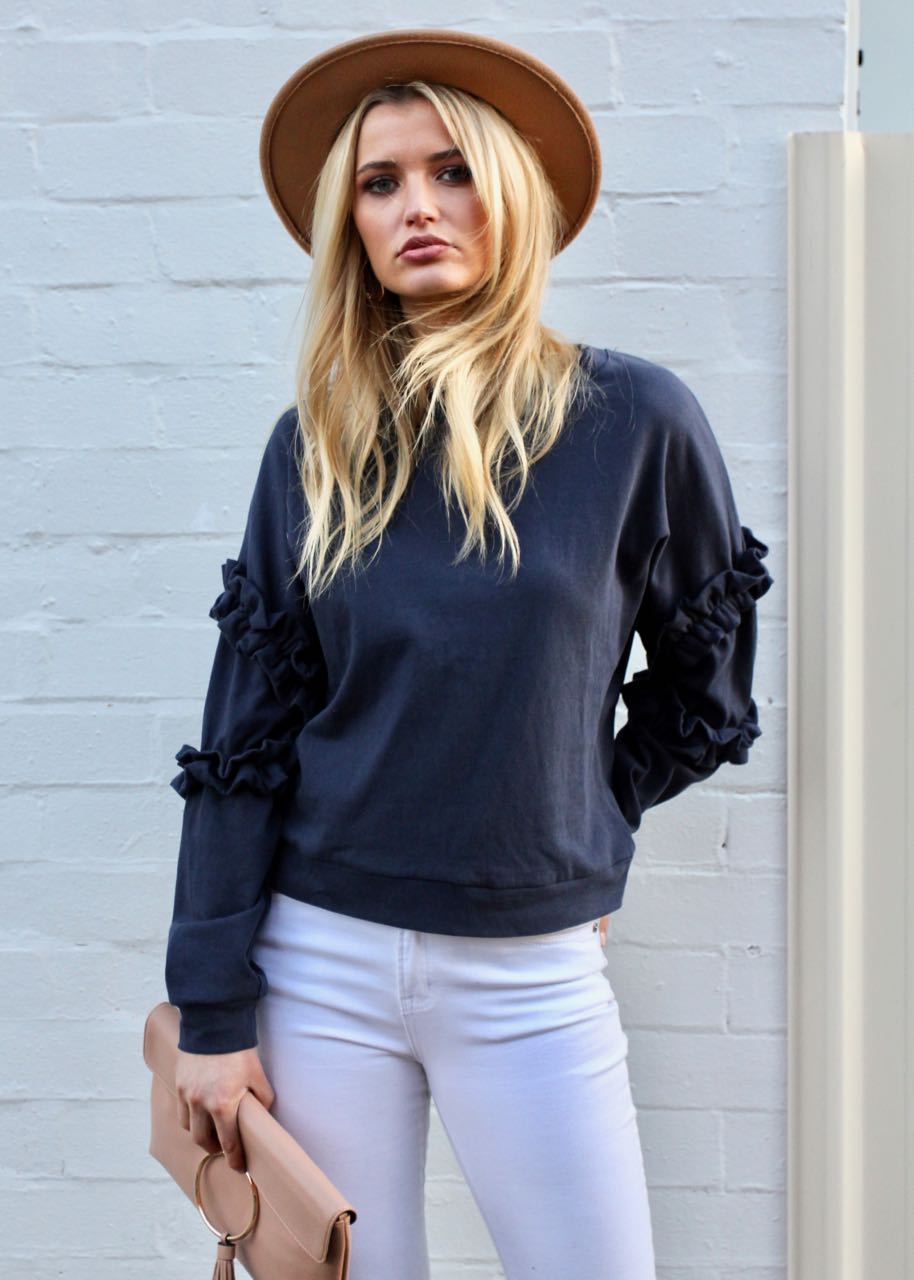 Cheap Thrills Ruffle Knit - Navy