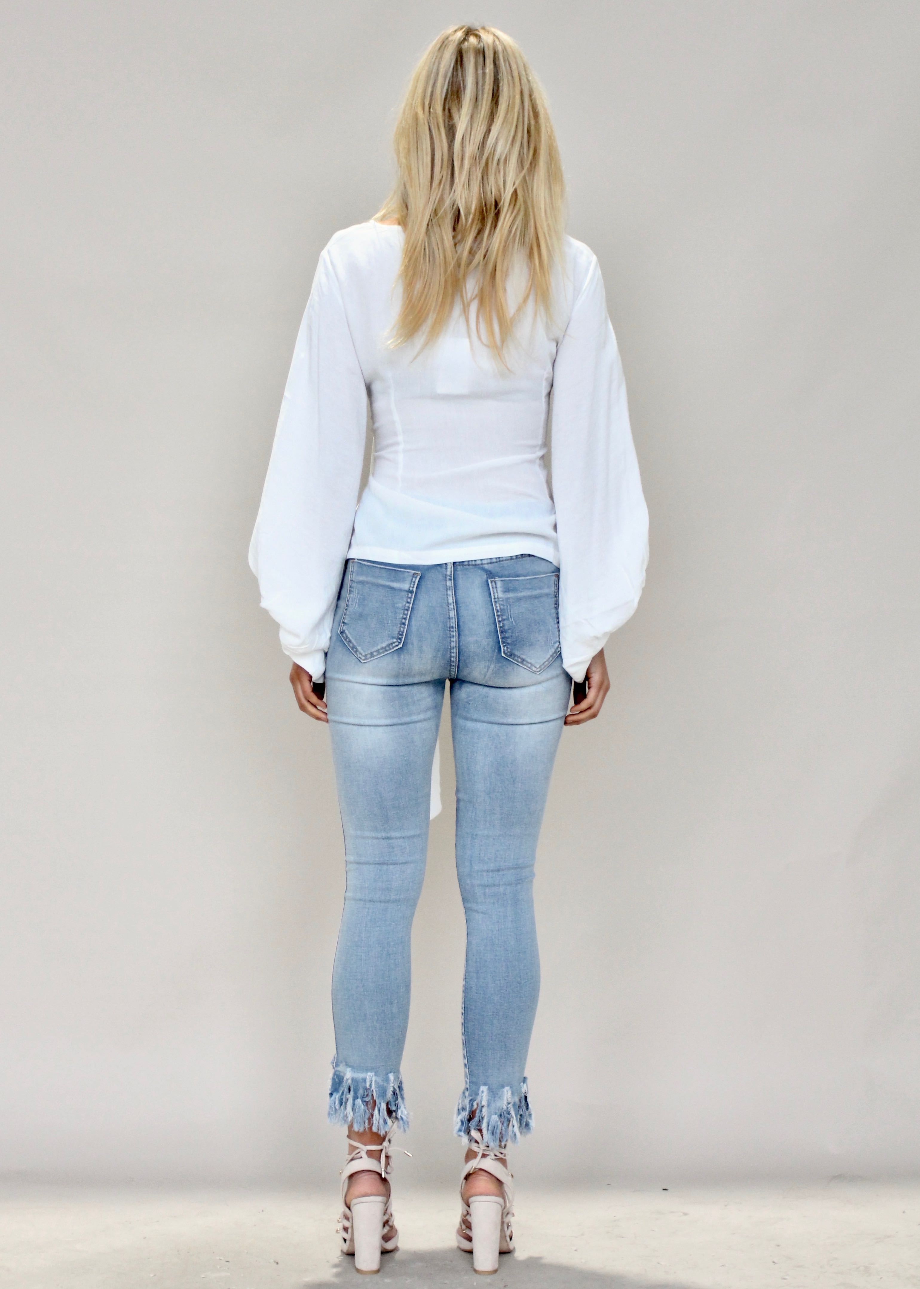 Karmella Linen Tie Blouse - Ivory