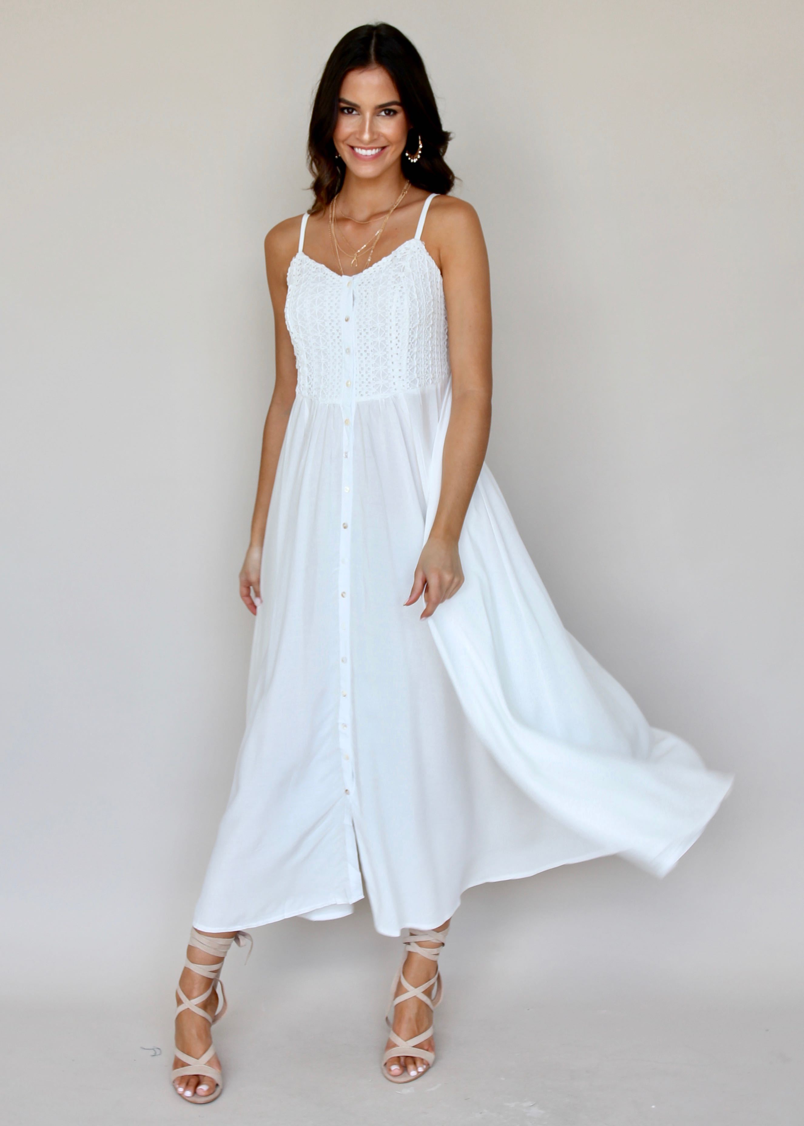Mimi Maxi Dress - White Embroidered