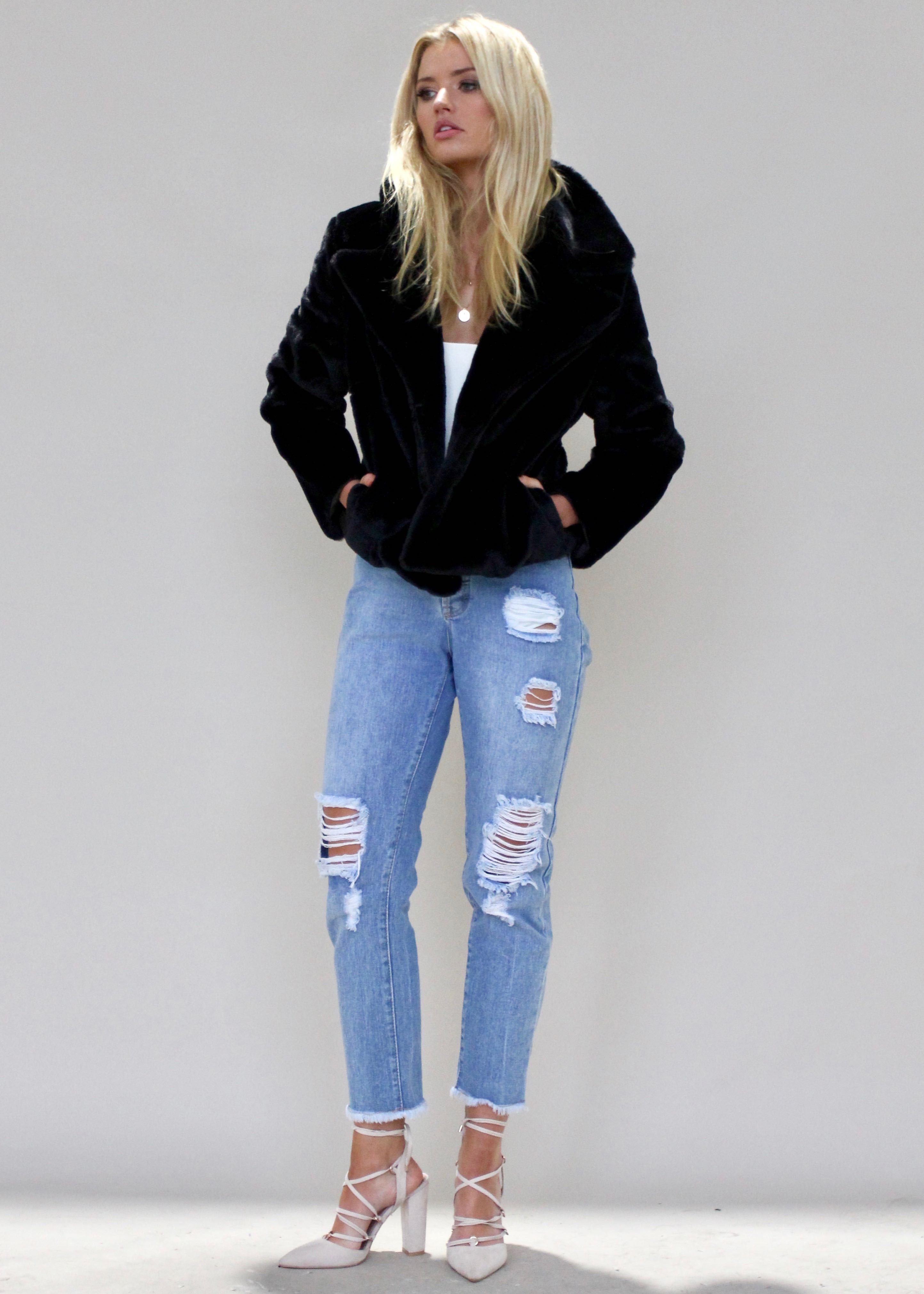 About A Girl Plush Jacket - Black