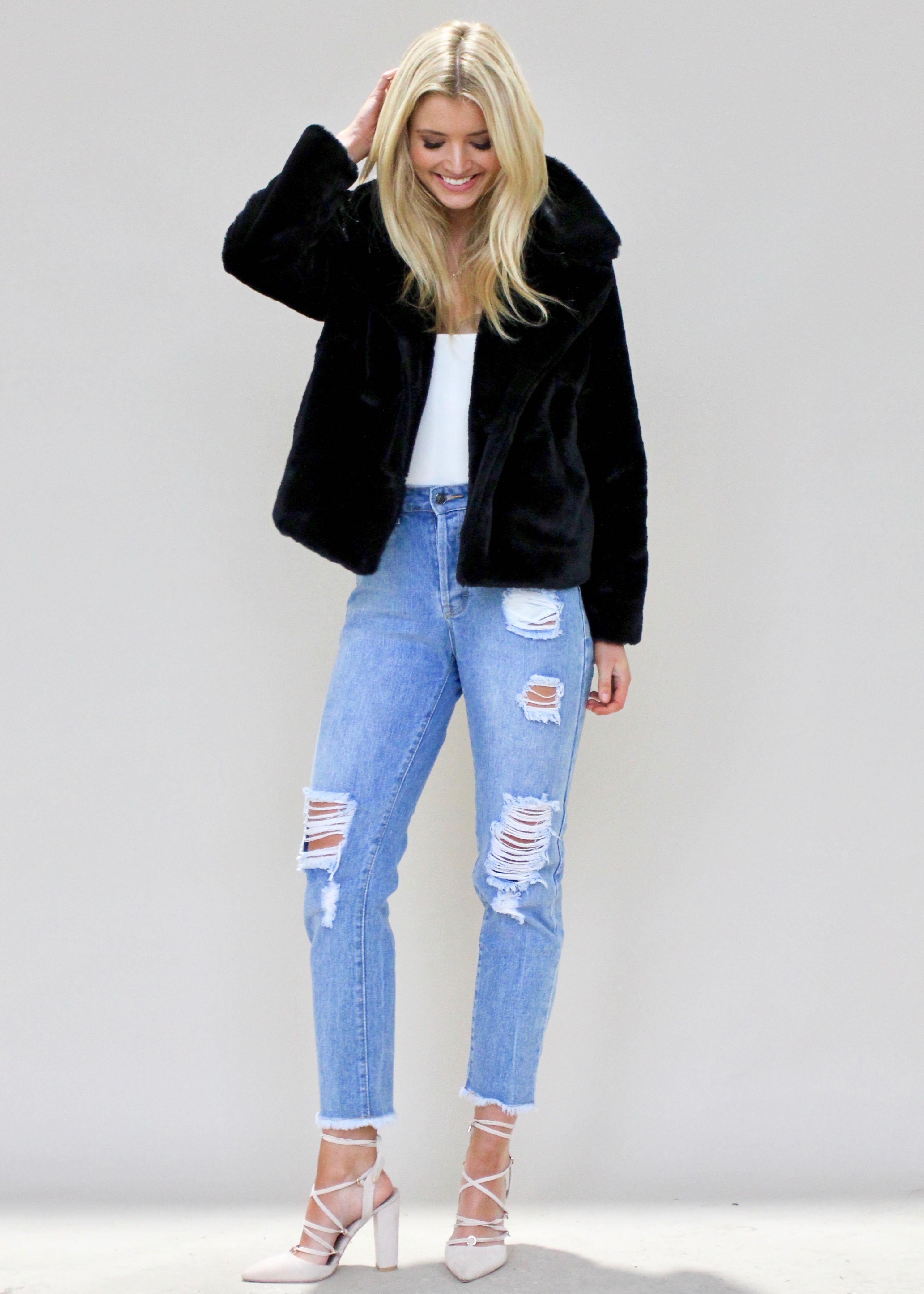 About A Girl Plush Jacket - Black