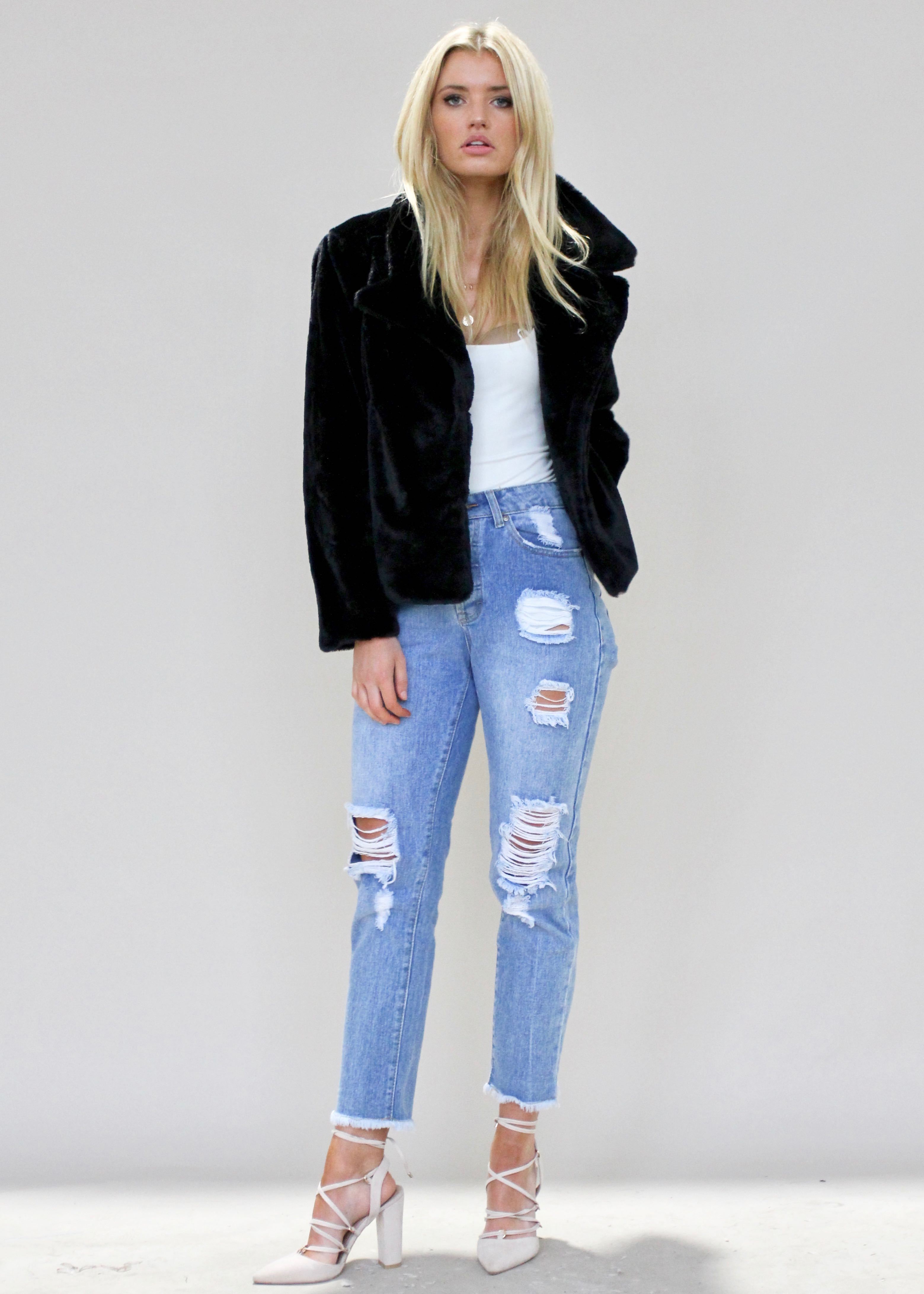 About A Girl Plush Jacket - Black