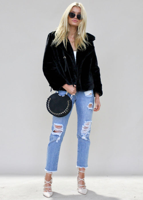 About A Girl Plush Jacket - Black