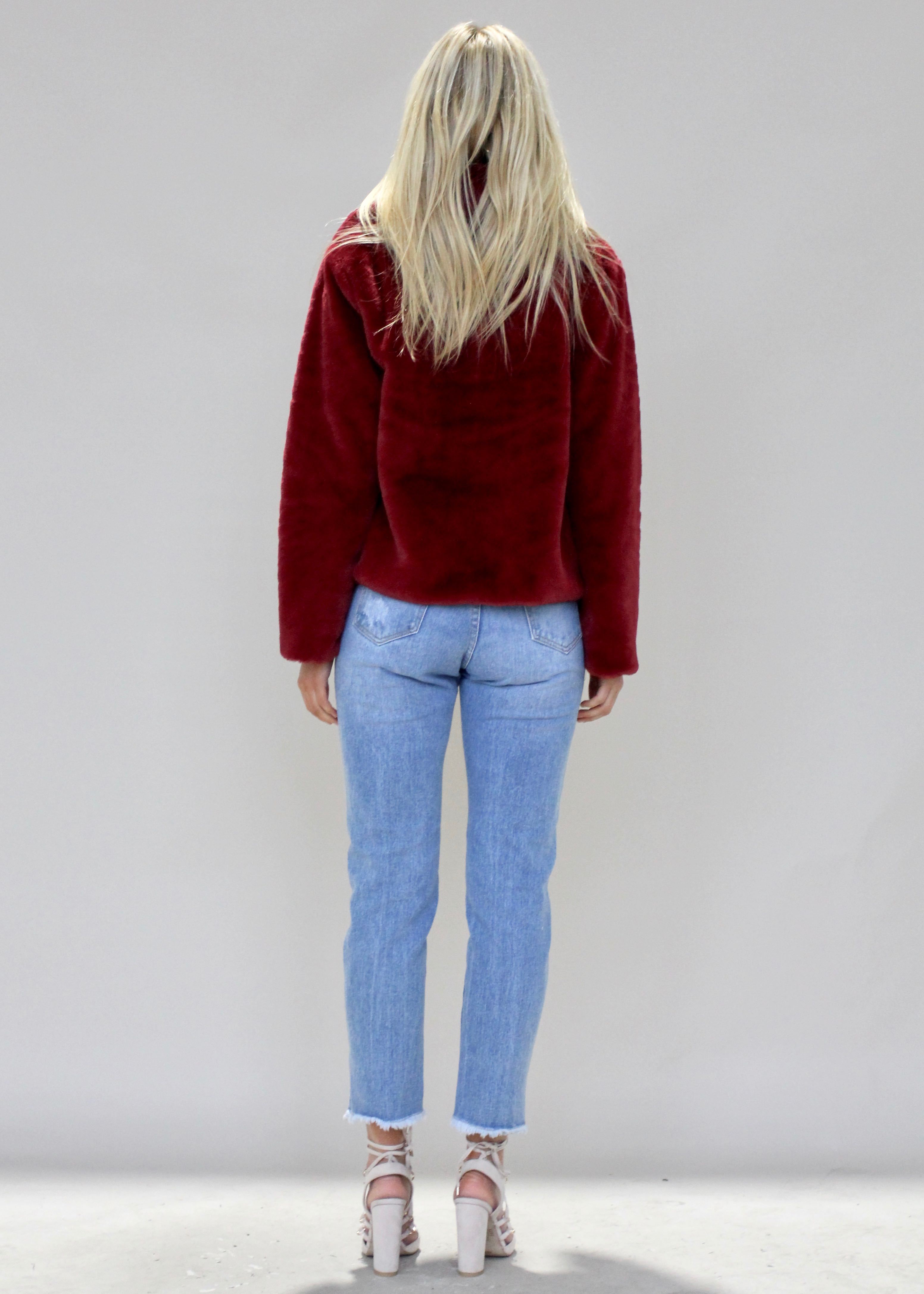 About A Girl Plush Jacket - Ruby