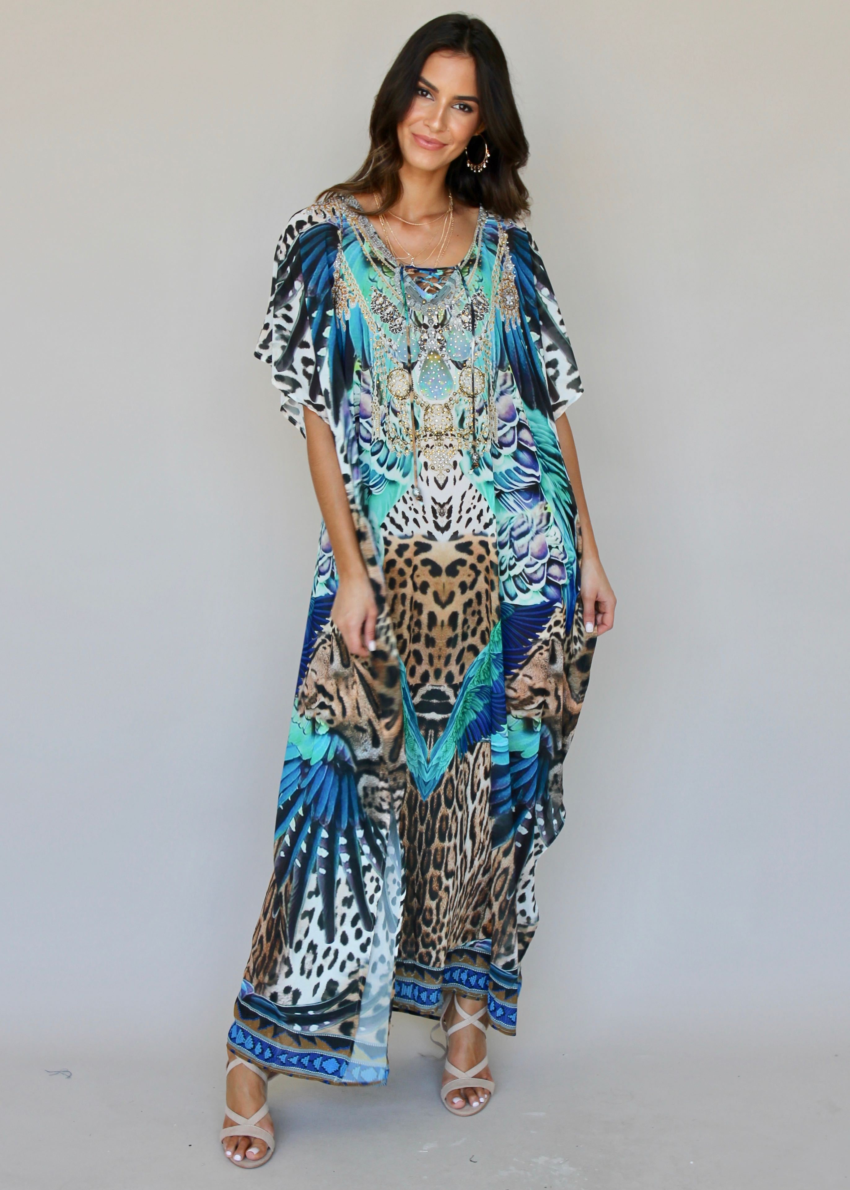 Marrakesh Maxi Kaftan - Turquoise Summer