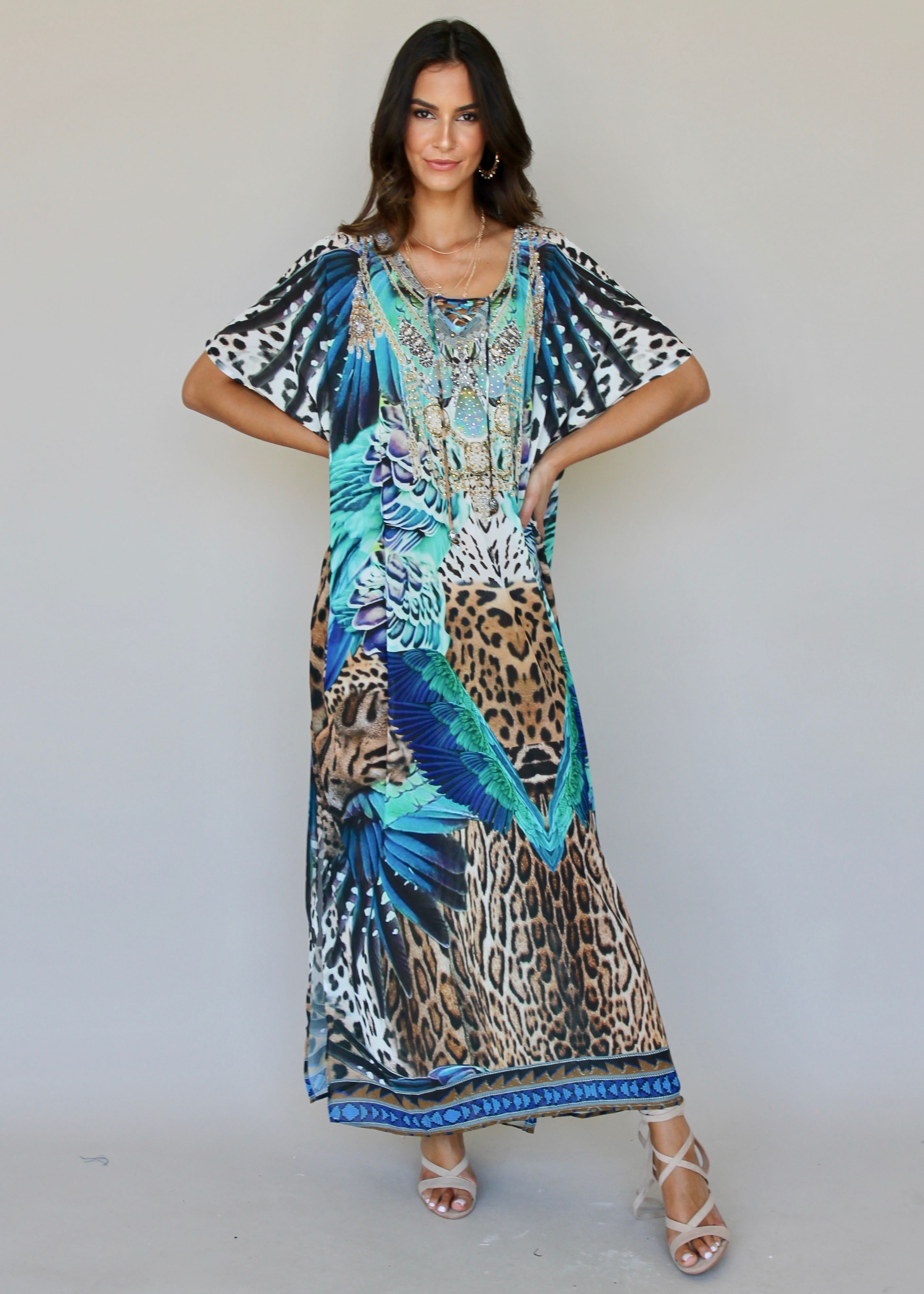 Marrakesh Maxi Kaftan - Turquoise Summer