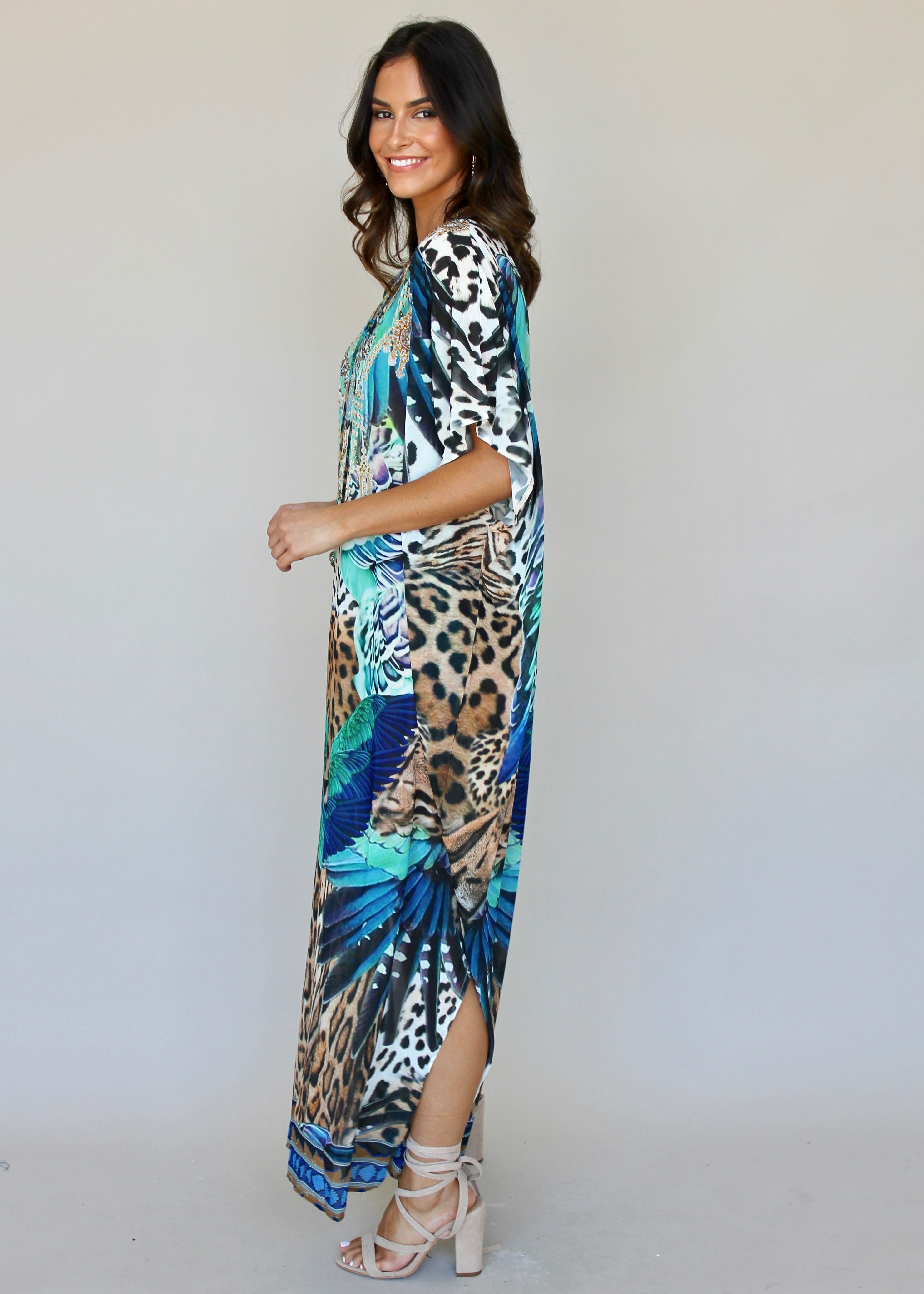 Marrakesh Maxi Kaftan - Turquoise Summer