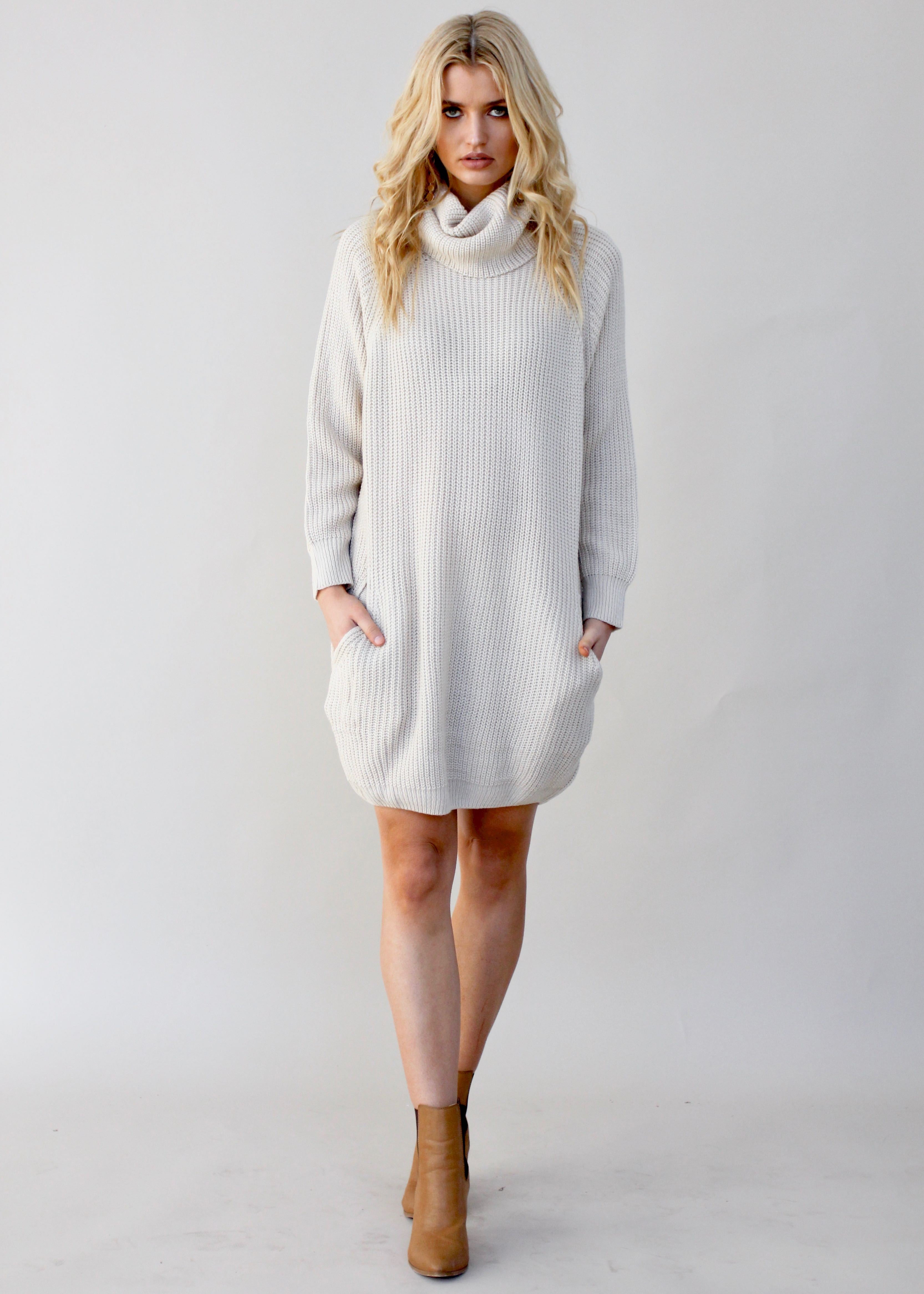 Venus Rollneck Knit Dress - Sand